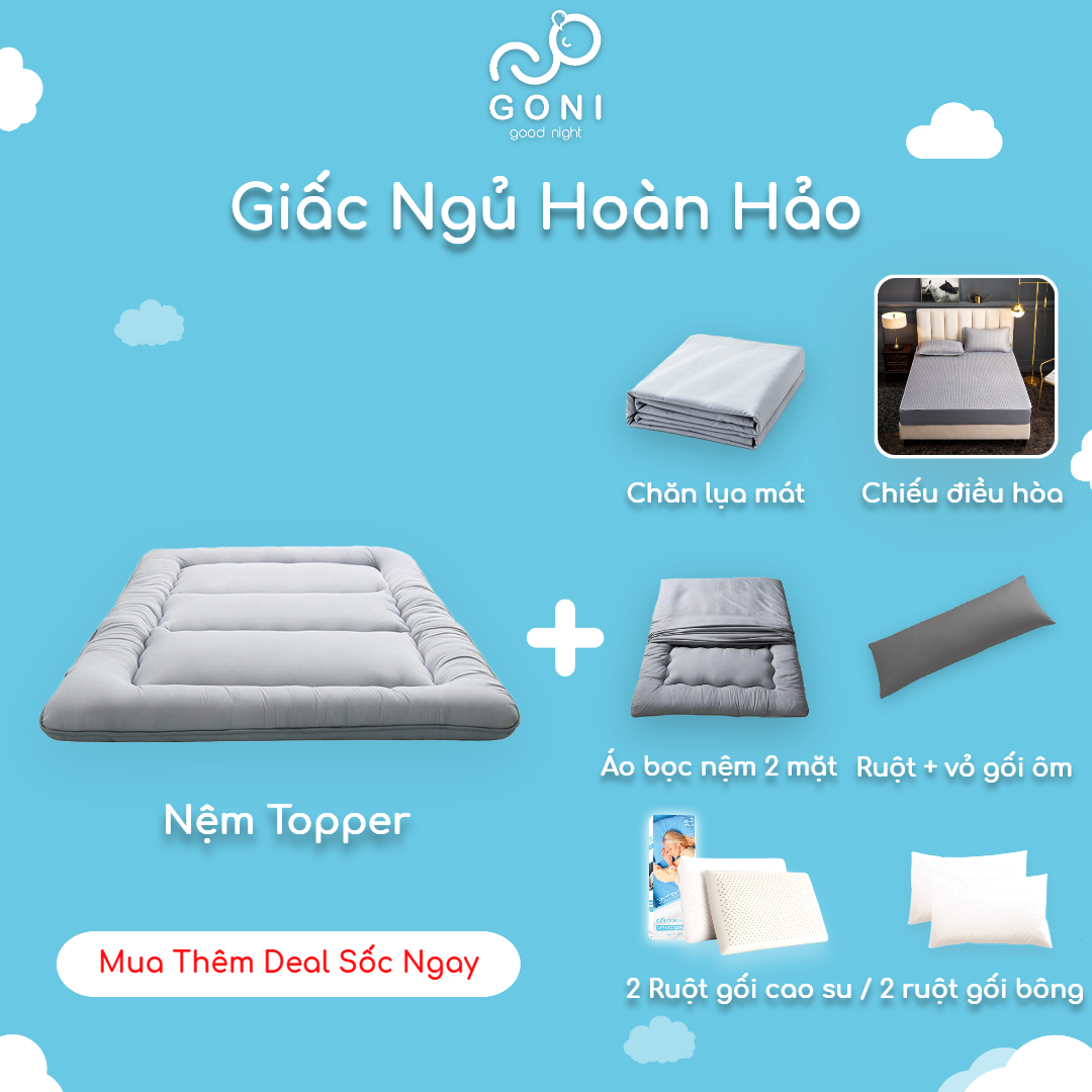 Mô tả Topper Nệm Bông GONI Kiểu Nhật Phong Cách Tối Giản Êm Ái Gọn Nhẹ - 7