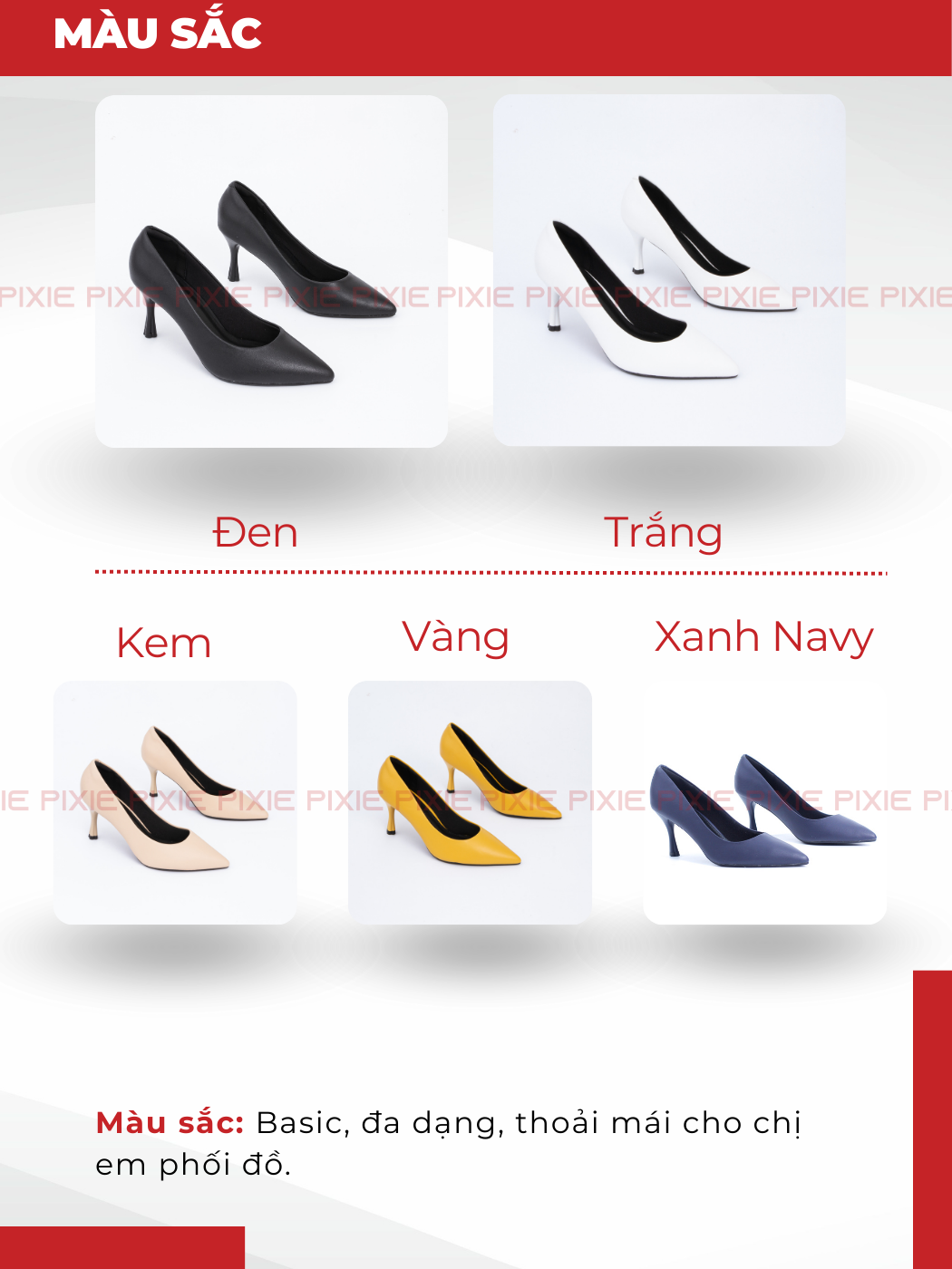 Mô tả Giày Cao Gót 7cm Basic Mũi Nhọn Êm Chân Pixie X457 - 4