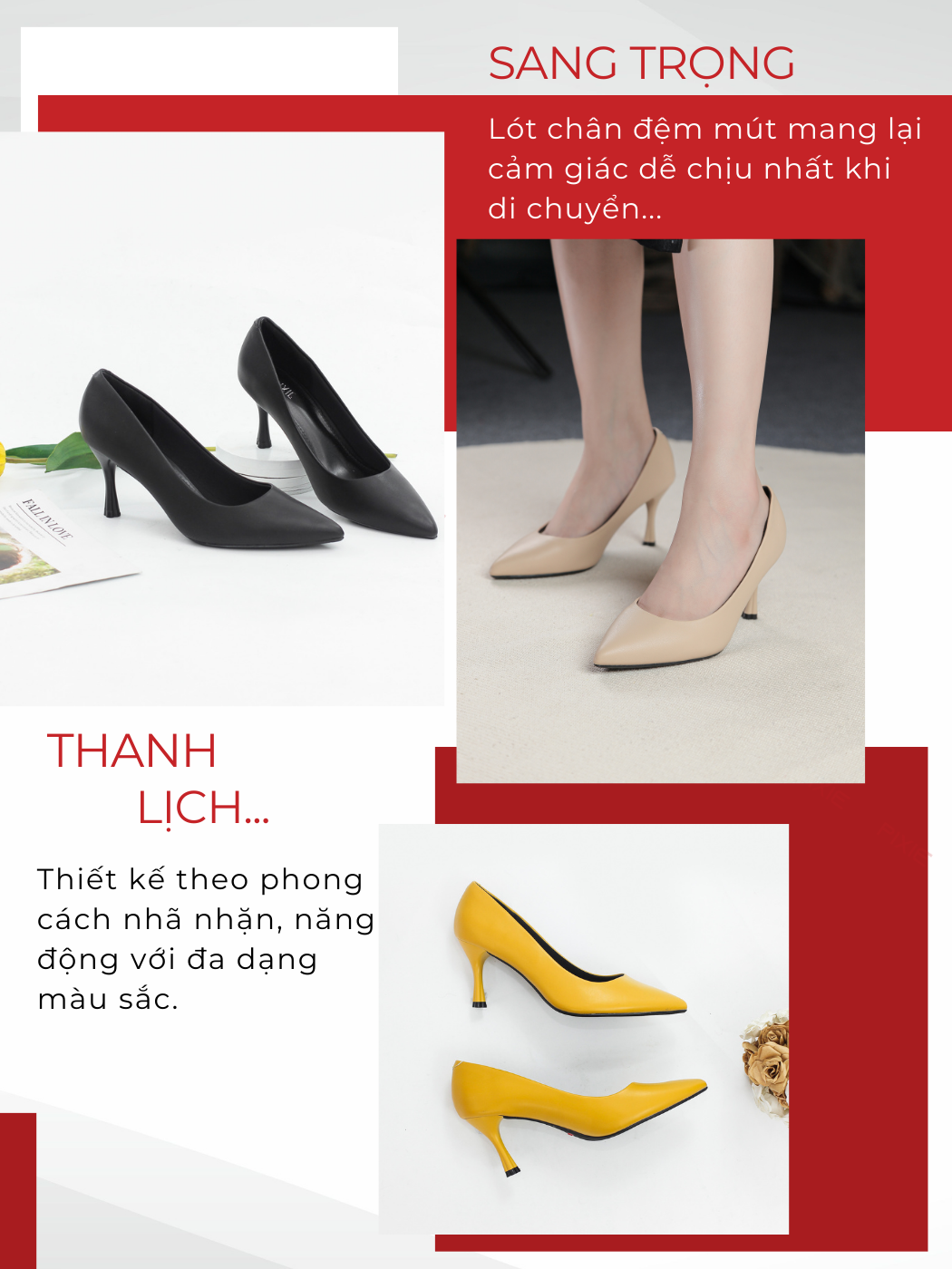 Mô tả Giày Cao Gót 7cm Basic Mũi Nhọn Êm Chân Pixie X457 - 5