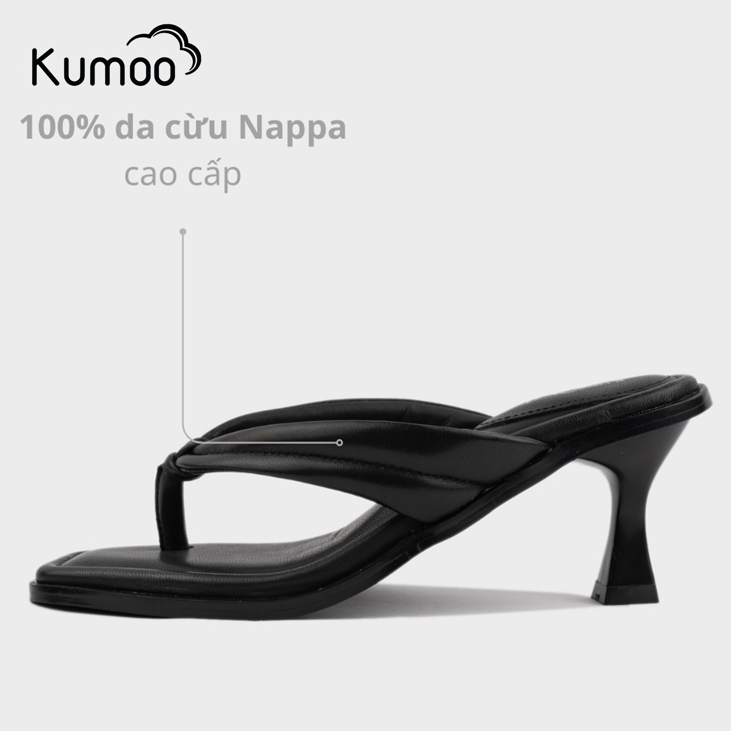 Dép Xỏ Ngón Nữ KUMOO XN-KUMOO-001-A - Chi tiết quai da thật
