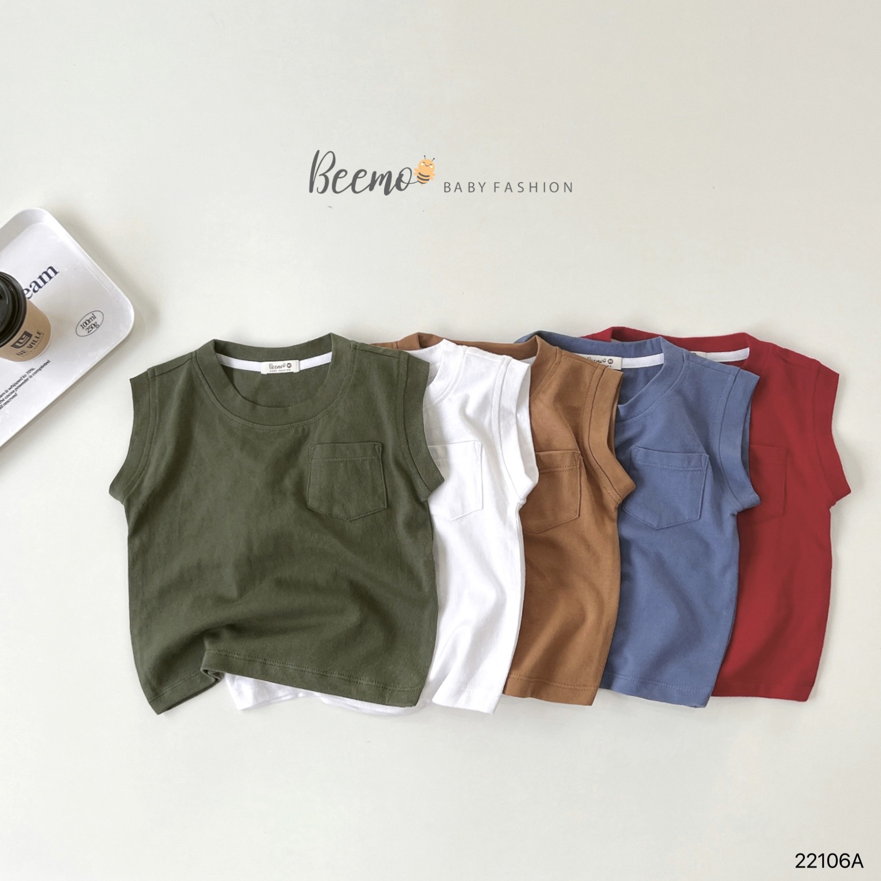 Mô tả Áo ba lỗ 6 màu cho bé Beemo,Chất liệu cotton co giãn 4 chiều mềm mịn, thấm mồ hôi,Thiết kế basic phối túi ngực B270 - 1