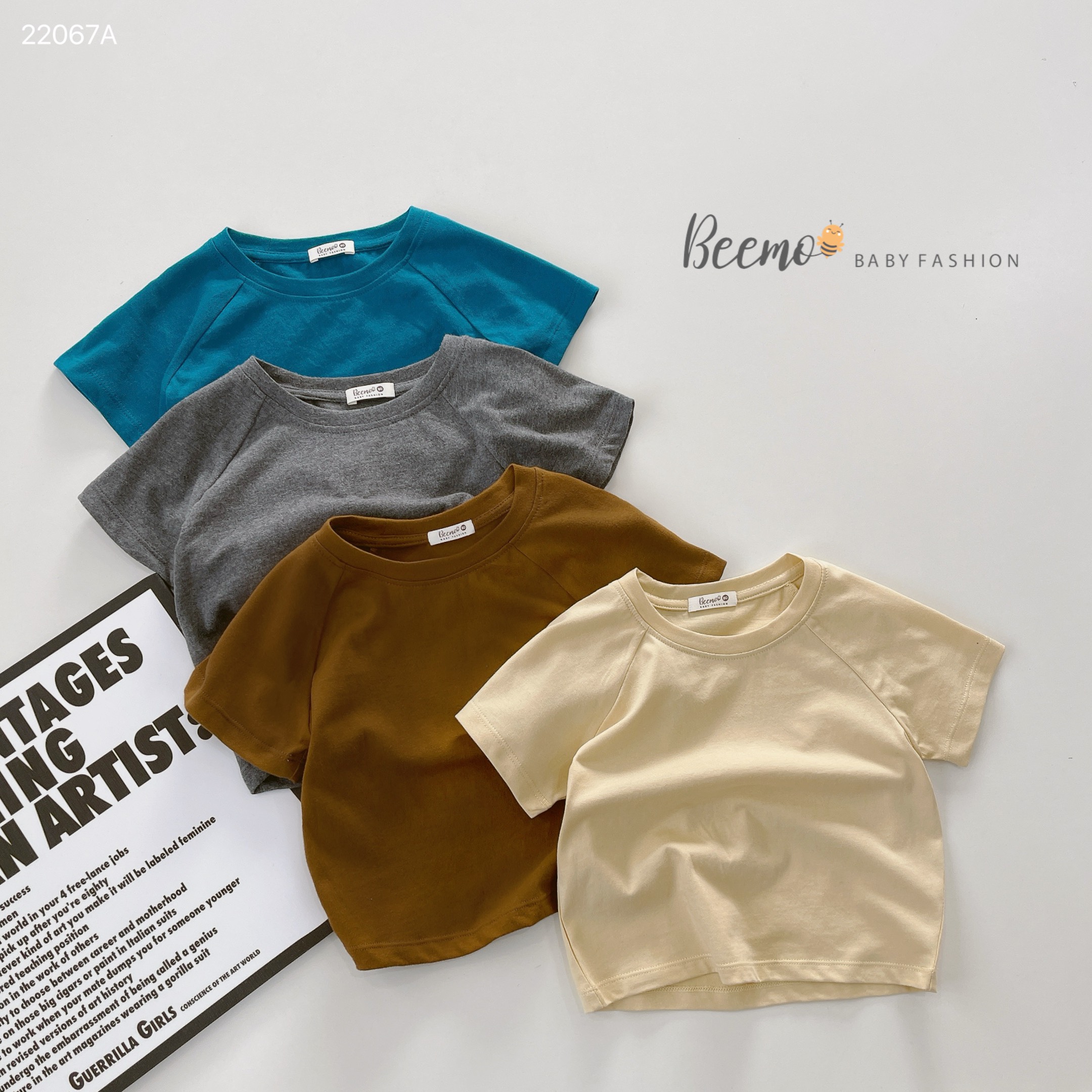 Mô tả Áo phông cộc tay trơn cho bé trai, gái Beemo, Chất liệu cotton, dáng khỏe khoắn phối đồ cực dễ B126 - 1