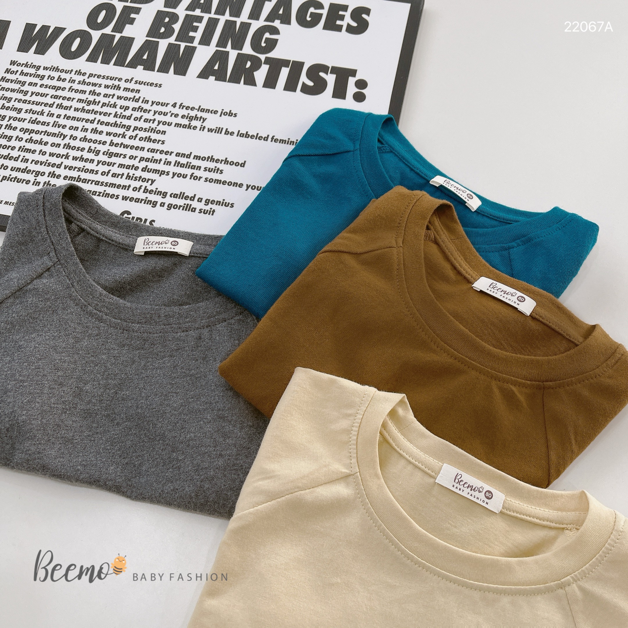 Mô tả Áo phông cộc tay trơn cho bé trai, gái Beemo, Chất liệu cotton, dáng khỏe khoắn phối đồ cực dễ B126 - 4