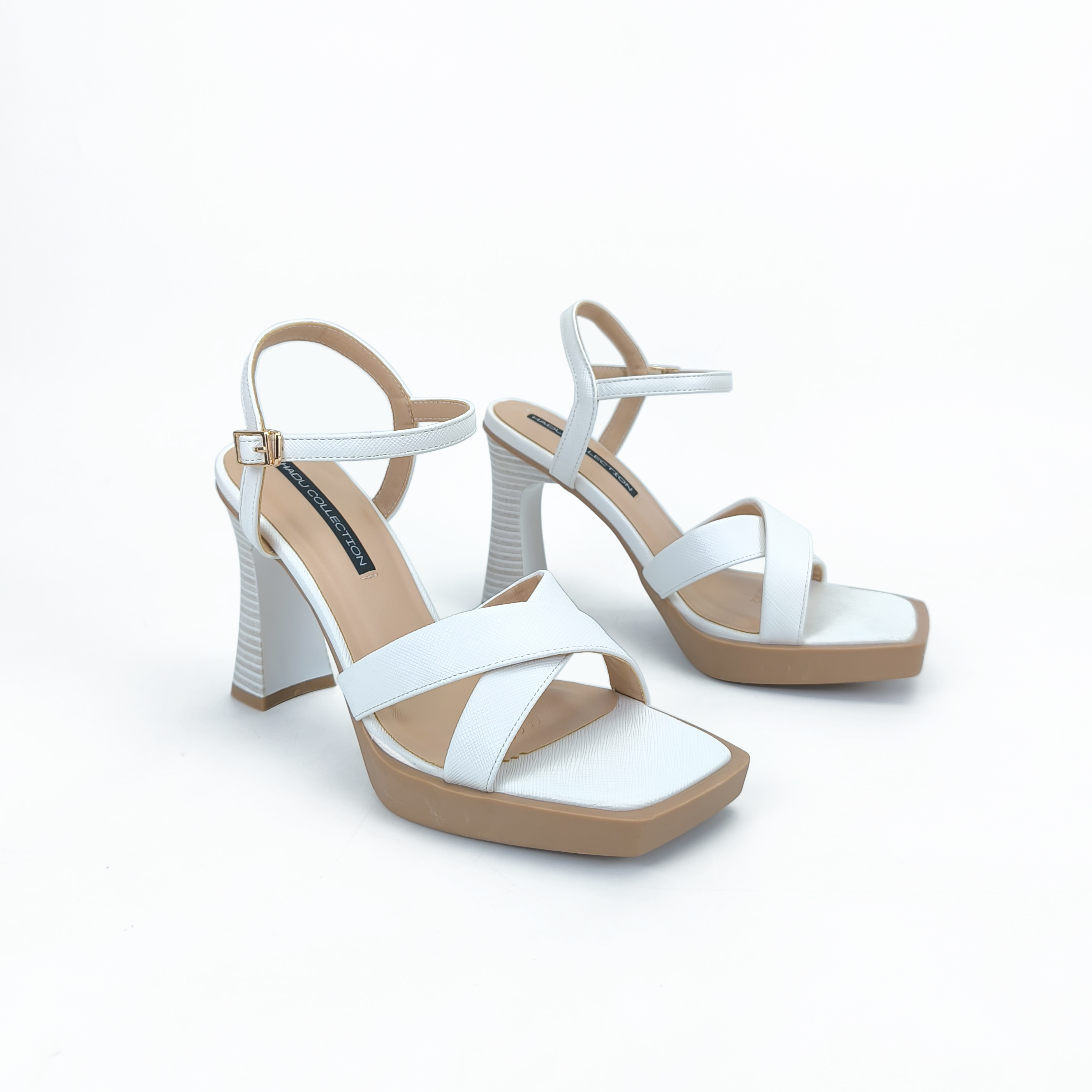 Mô tả Giày Sandal Gót Vuông 9P Đế Đúp Quai Chéo HADU M962 Da PU Vân Cát Đế TPR Chống Trơn Bảo Hành 12T - 7