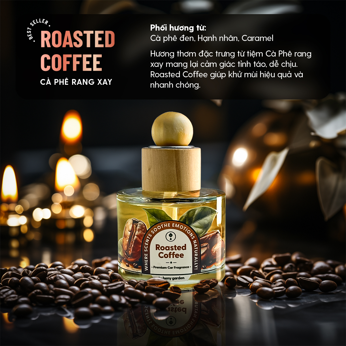Mô tả Nước Hoa Ô Tô Mùi Cafe Roasted Coffee Cao Cấp HENY GARDEN - Nước Hoa Xe Hơi, Tinh Dầu Thơm Xe Ô Tô Khử Mùi, Chống Say Xe - 2