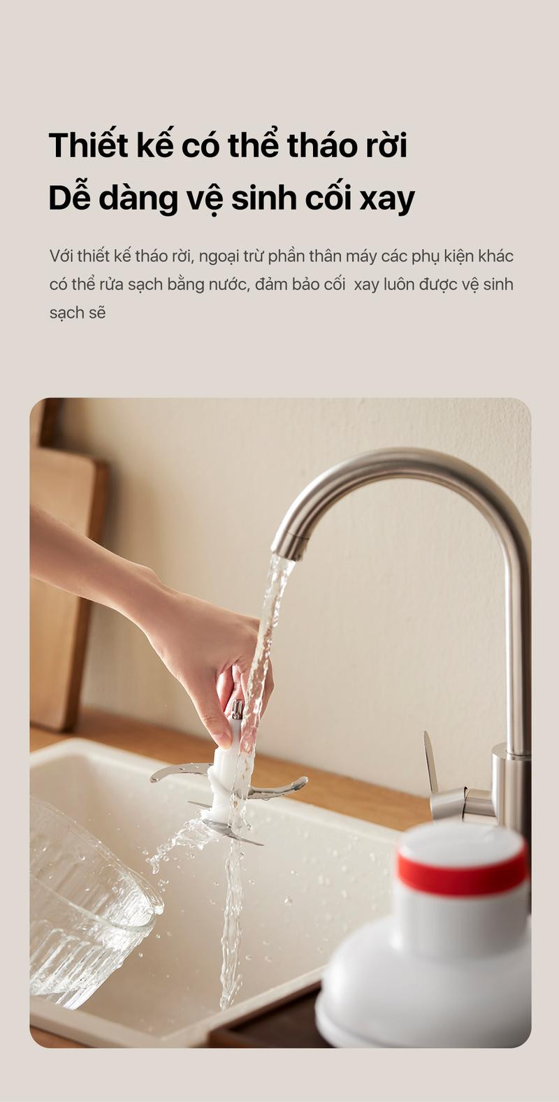 Máy xay thịt Deerma JR10W cối thủy tinh