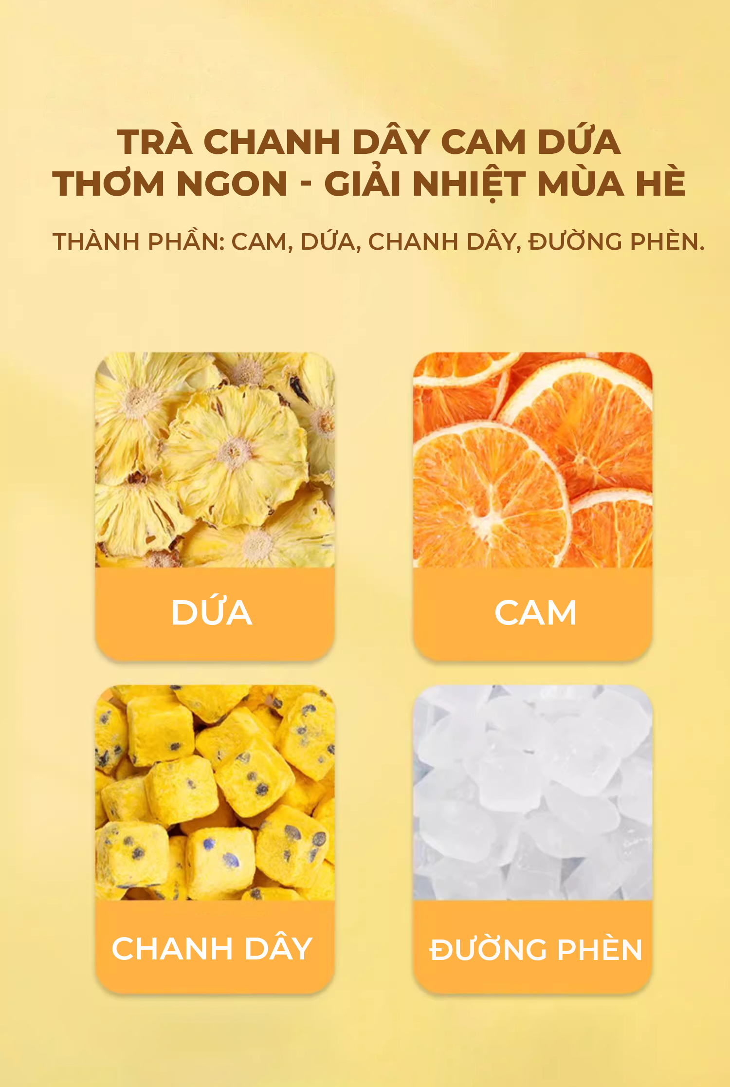 Mô tả Trà detox chanh dây cam dứa Camifarm giải khát, trắng da, bổ sung vitamin C cho ngày hè nóng bức - 3