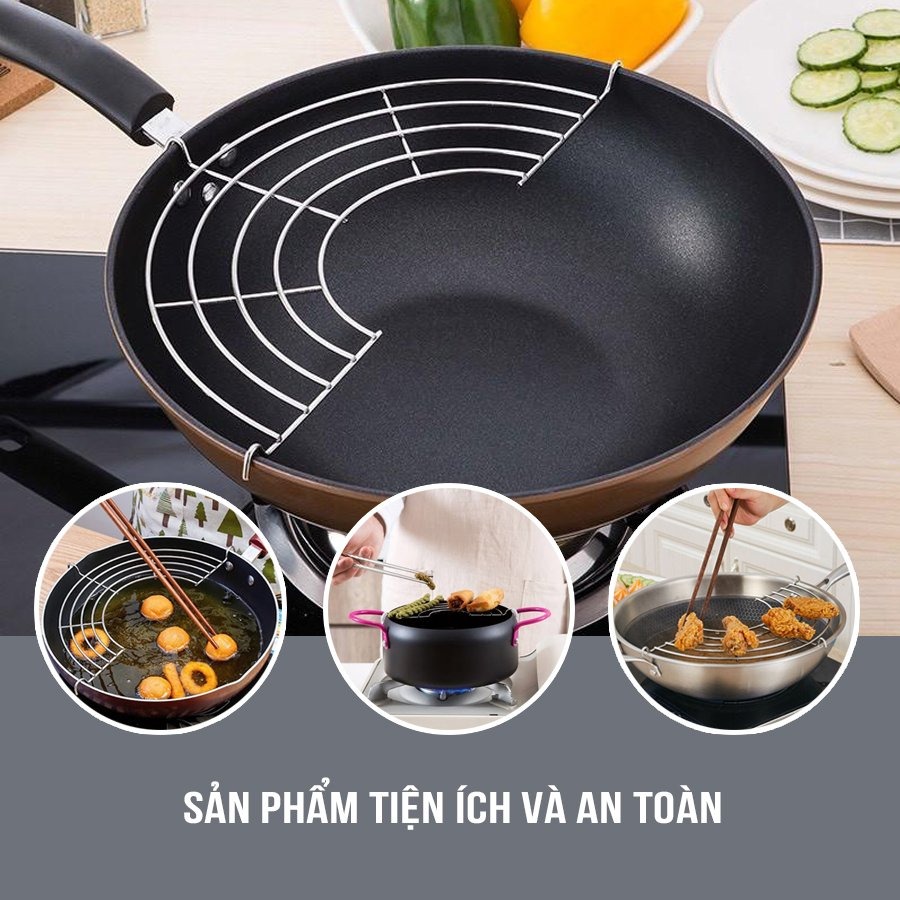 Mô tả Vỉ Gác Chảo-Tách Dầu INOX 304 Cao Cấp Size 18-20-24-26-28cm Hàng Chính Hãng KALPEN-GIA DỤNG ĐỨC - 1