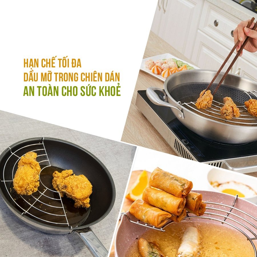 Mô tả Vỉ Gác Chảo-Tách Dầu INOX 304 Cao Cấp Size 18-20-24-26-28cm Hàng Chính Hãng KALPEN-GIA DỤNG ĐỨC - 4