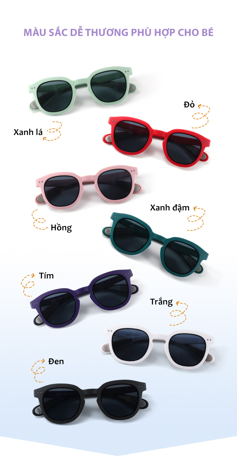 Mô tả Kính Mát Cho Bé AORON Gọng Vuông Tròn Chống Tia UV Bảo Vệ Mắt Màu Sắc Dễ Thương Tròng Phân Cực Cho Bé Trai Bé Gái AK163 - 5