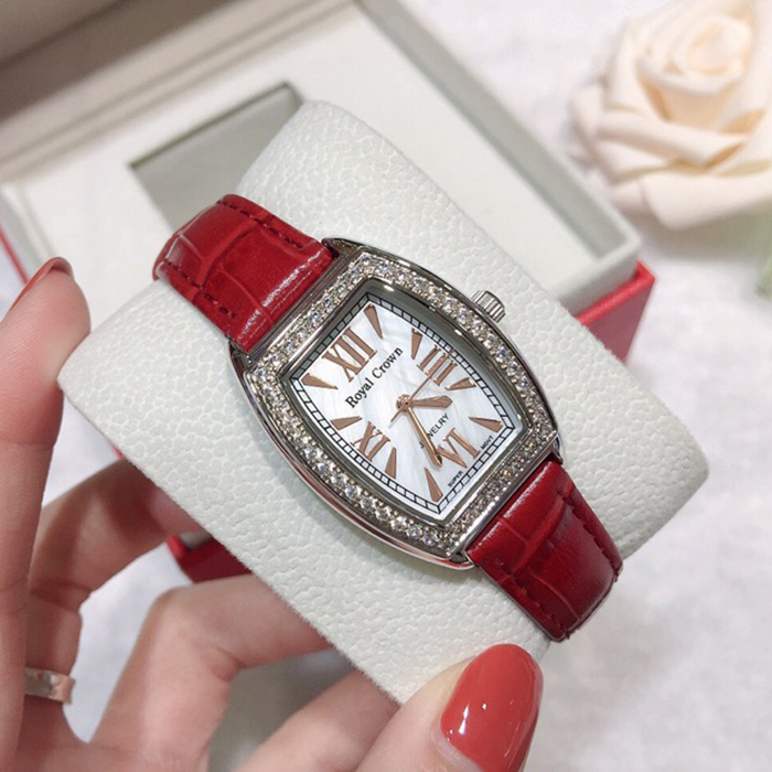 Mô tả Đồng hồ nữ chính hãng dây da Royal Crown 3635 mặt ovan chống nước, đính đá cao cấp, đẹp, sang chảnh - 2