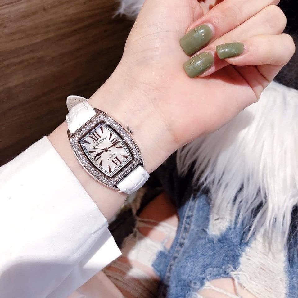 Mô tả Đồng hồ nữ chính hãng dây da Royal Crown 3635 mặt ovan chống nước, đính đá cao cấp, đẹp, sang chảnh - 3