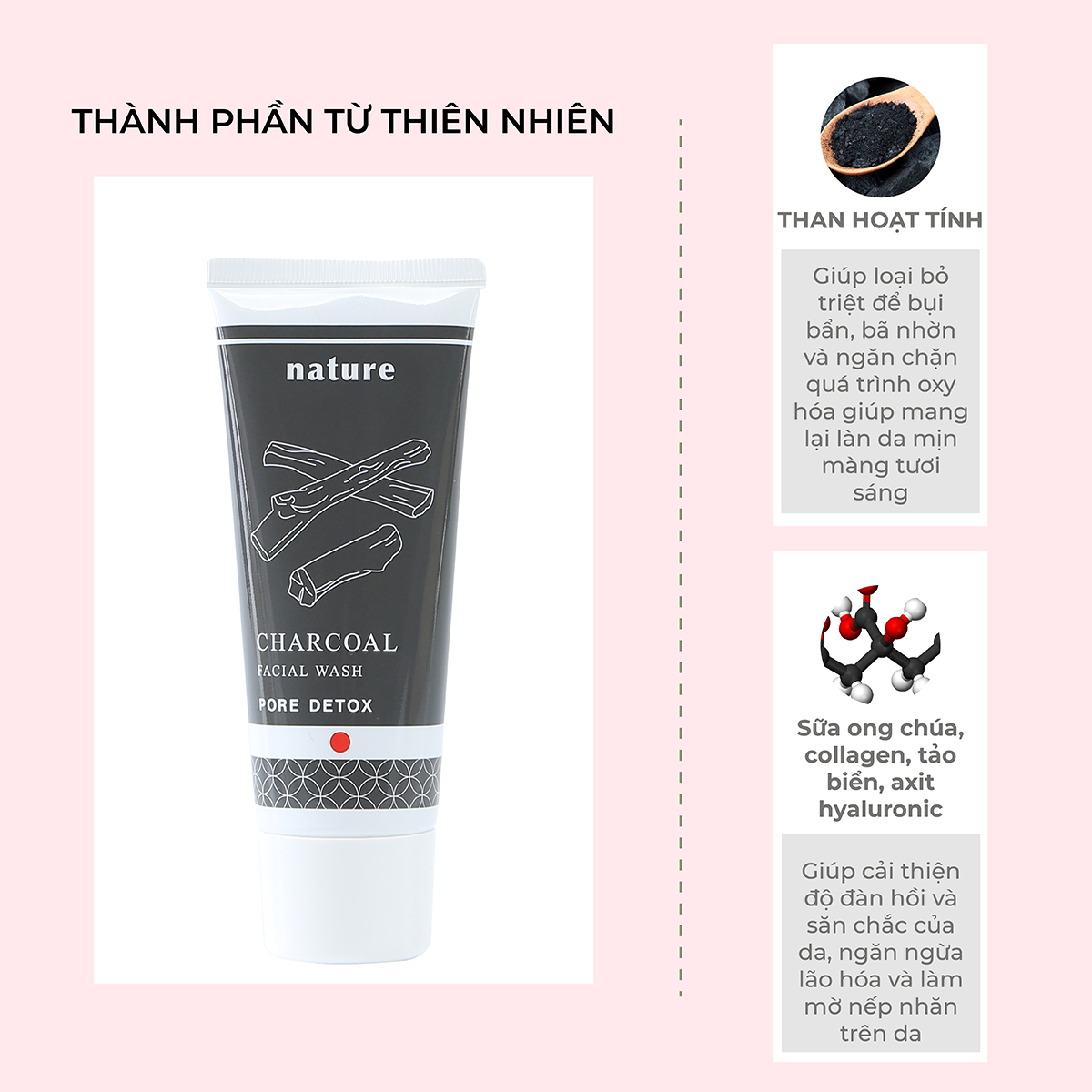 Mô tả Sữa Rửa Mặt se khít lỗ chân lông Naris Nature Charcoal 100g - 3