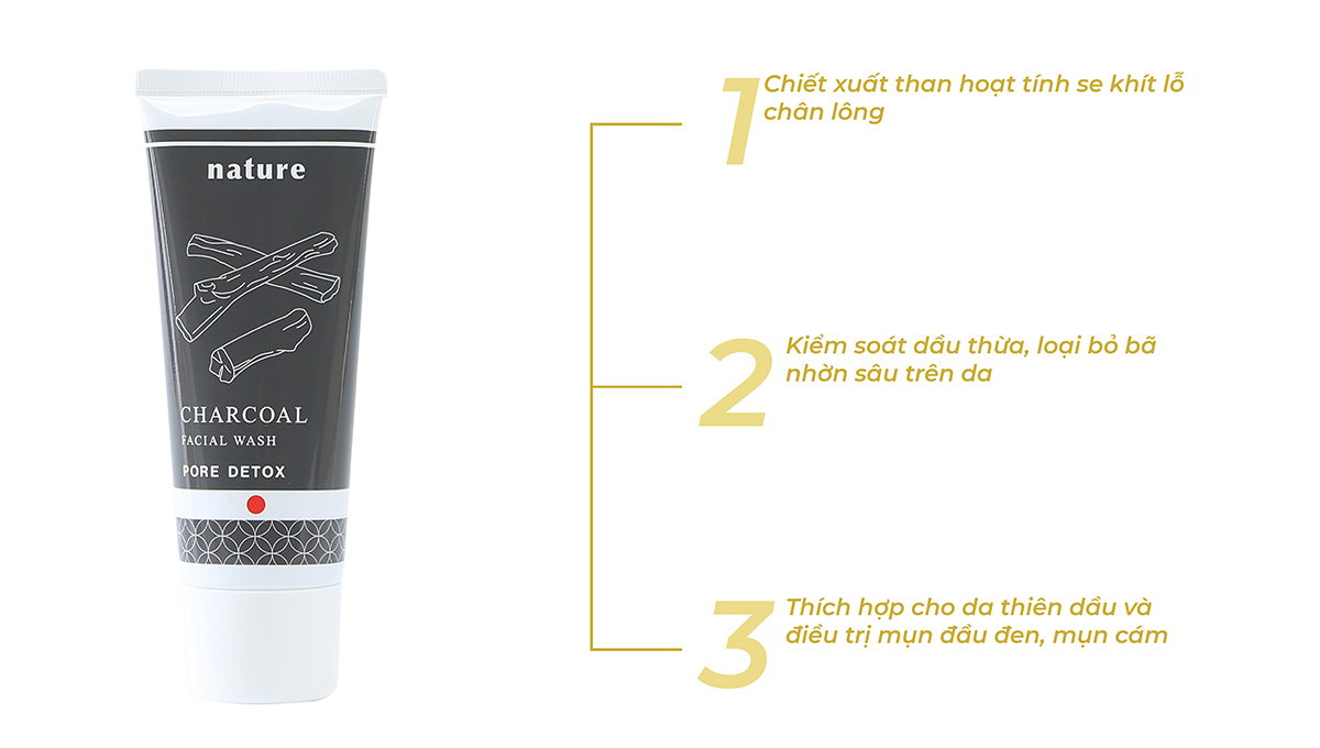 Mô tả Sữa Rửa Mặt se khít lỗ chân lông Naris Nature Charcoal 100g - 2