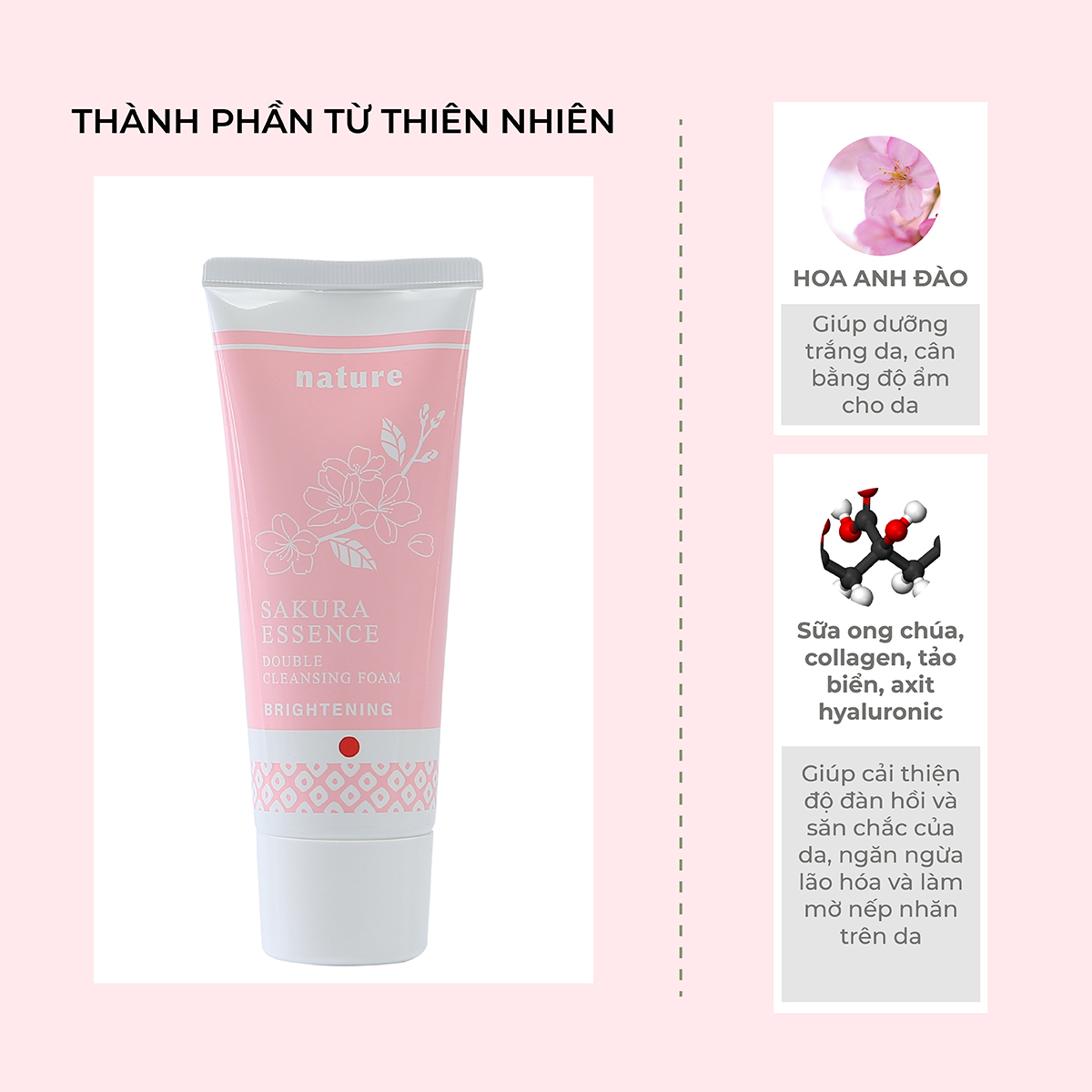 Mô tả Sữa Rửa Mặt Naris Nature Dưỡng Sáng Da Chiết Xuất Hoa Anh Đào Sakura 100g - 3