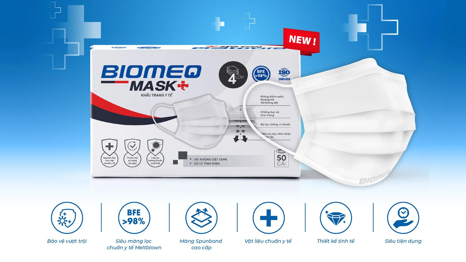 Gói 10 chiếc Khẩu trang y tế Biomeq Mask+ 4 lớp kháng khuẩn, hiệu quả ...