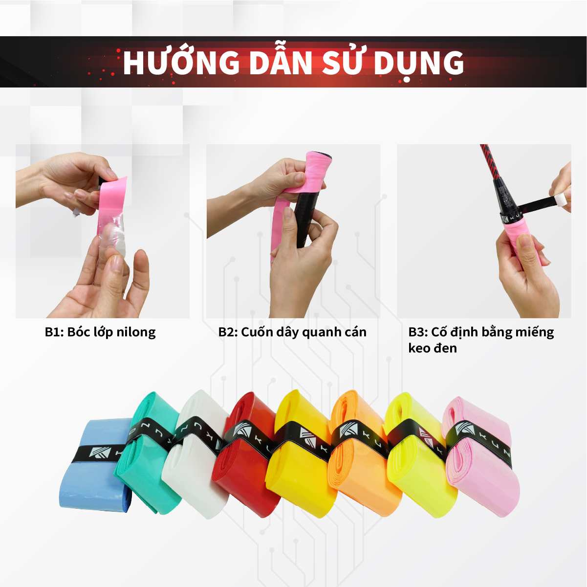 Mô tả Hộp Quấn Cán Vợt Pickleball , Màu Ngẫu Nhiên Chất Liệu Cao Su Non - QC05 - 2