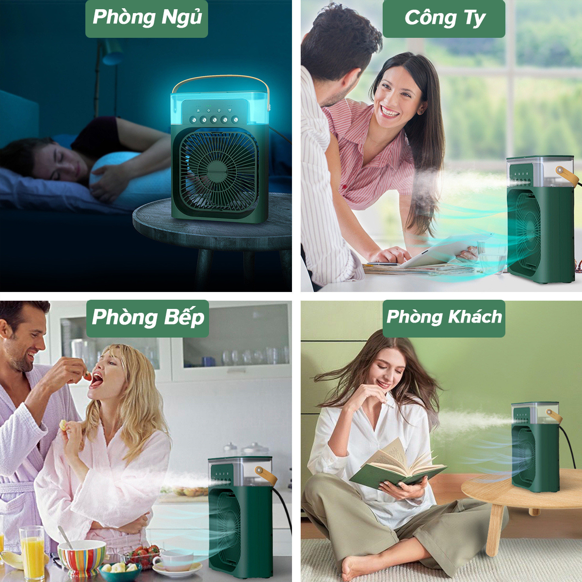 Mô tả Quạt Điều Hòa Hơi Nước, Phun Sương Dung Tích 600ml, Quạt Phun Sương Làm Mát Có 3 Chế Độ Tích Hợp Đèn Ngủ Hãng Amalife - 2
