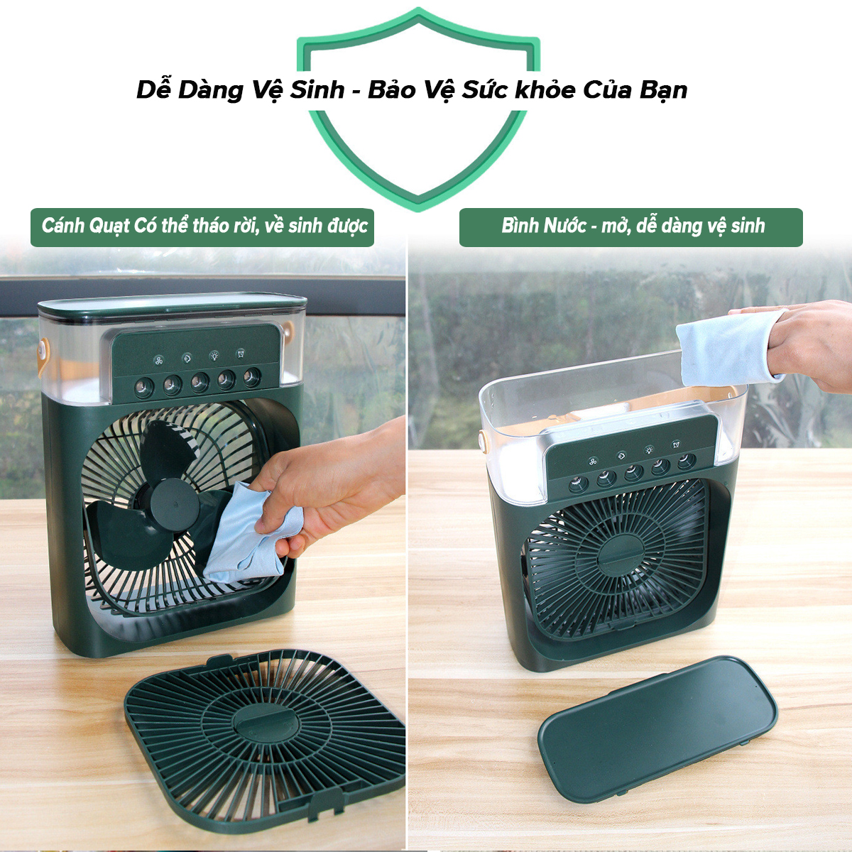 Mô tả Quạt Điều Hòa Hơi Nước, Phun Sương Dung Tích 600ml, Quạt Phun Sương Làm Mát Có 3 Chế Độ Tích Hợp Đèn Ngủ Hãng Amalife - 3
