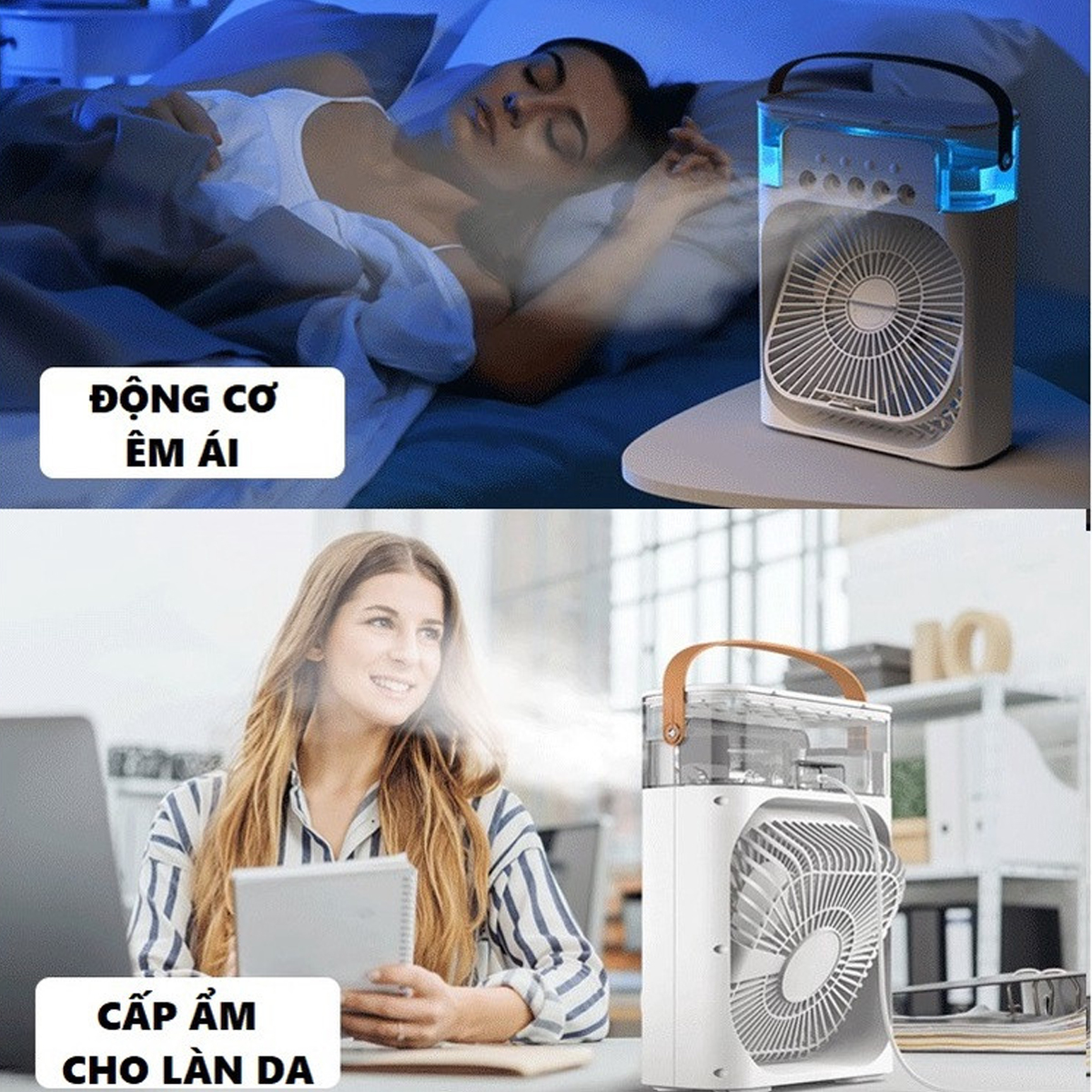 Mô tả Quạt Điều Hòa Hơi Nước, Phun Sương Dung Tích 600ml, Quạt Phun Sương Làm Mát Có 3 Chế Độ Tích Hợp Đèn Ngủ Hãng Amalife - 7
