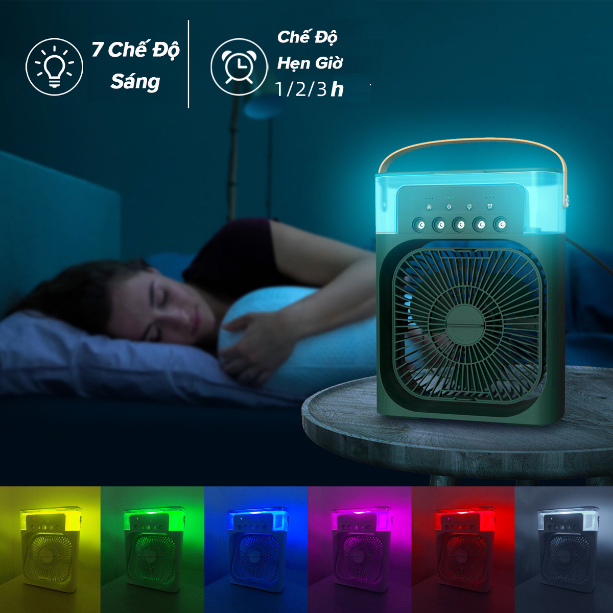 Mô tả Quạt Điều Hòa Hơi Nước, Phun Sương Dung Tích 600ml, Quạt Phun Sương Làm Mát Có 3 Chế Độ Tích Hợp Đèn Ngủ Hãng Amalife - 11