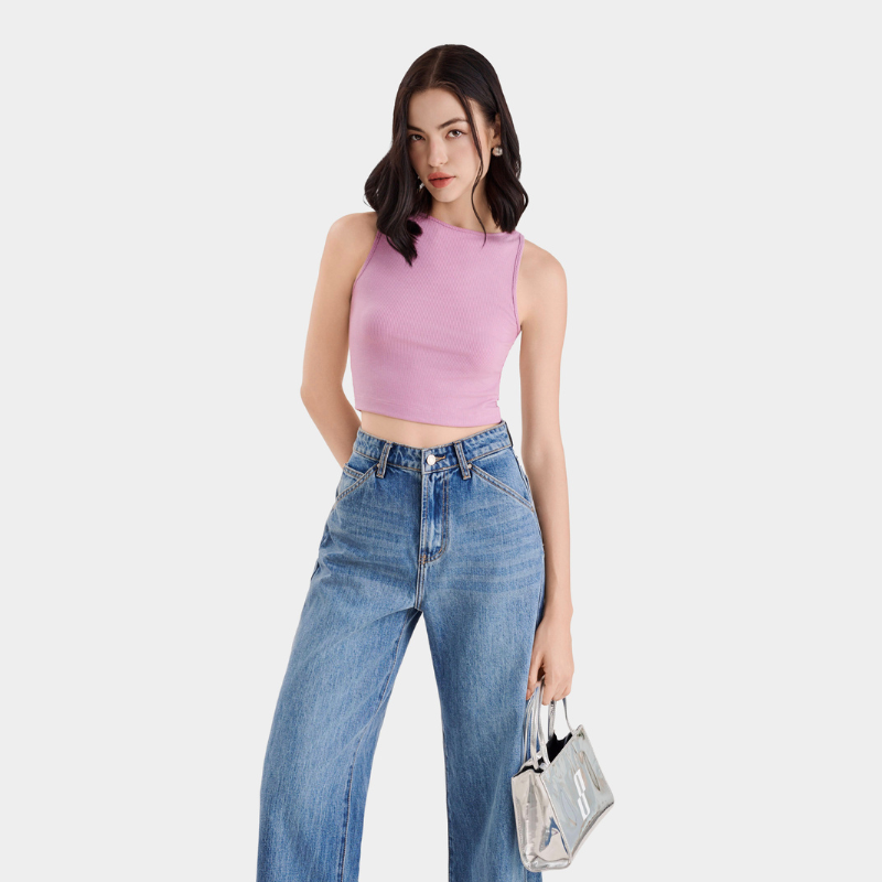 Mô tả Áo thun croptop nữ MARC FASHION 3 lỗ cổ thuyền FALH061722 - 4