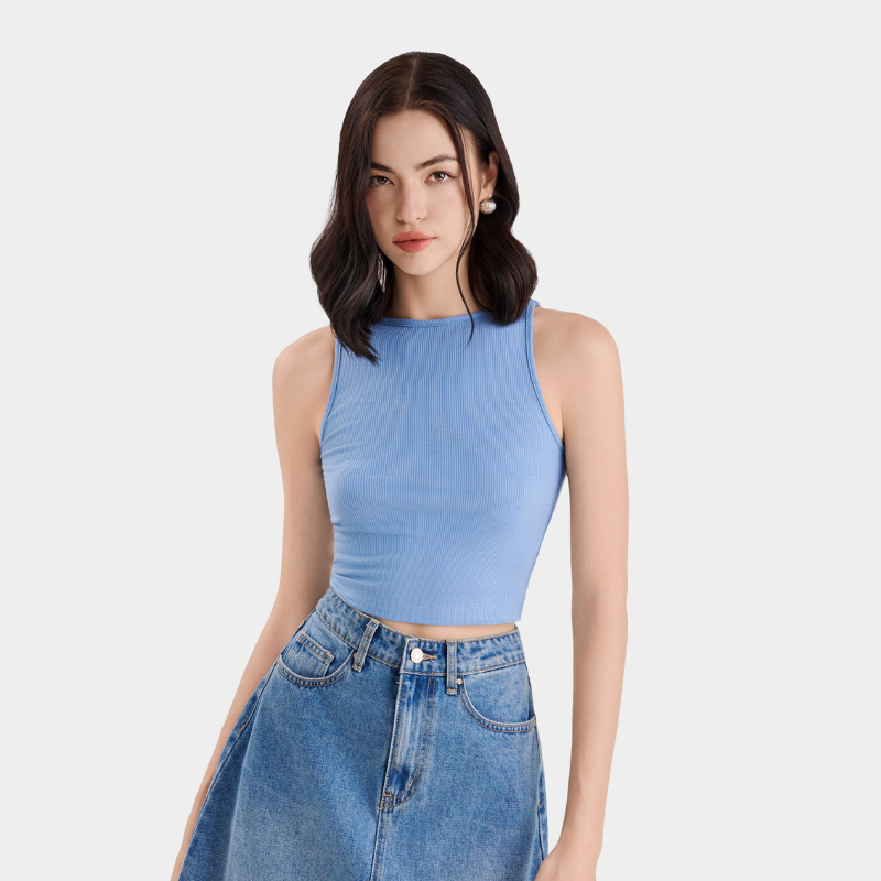 Mô tả Áo thun croptop nữ MARC FASHION 3 lỗ cổ thuyền FALH061722 - 6