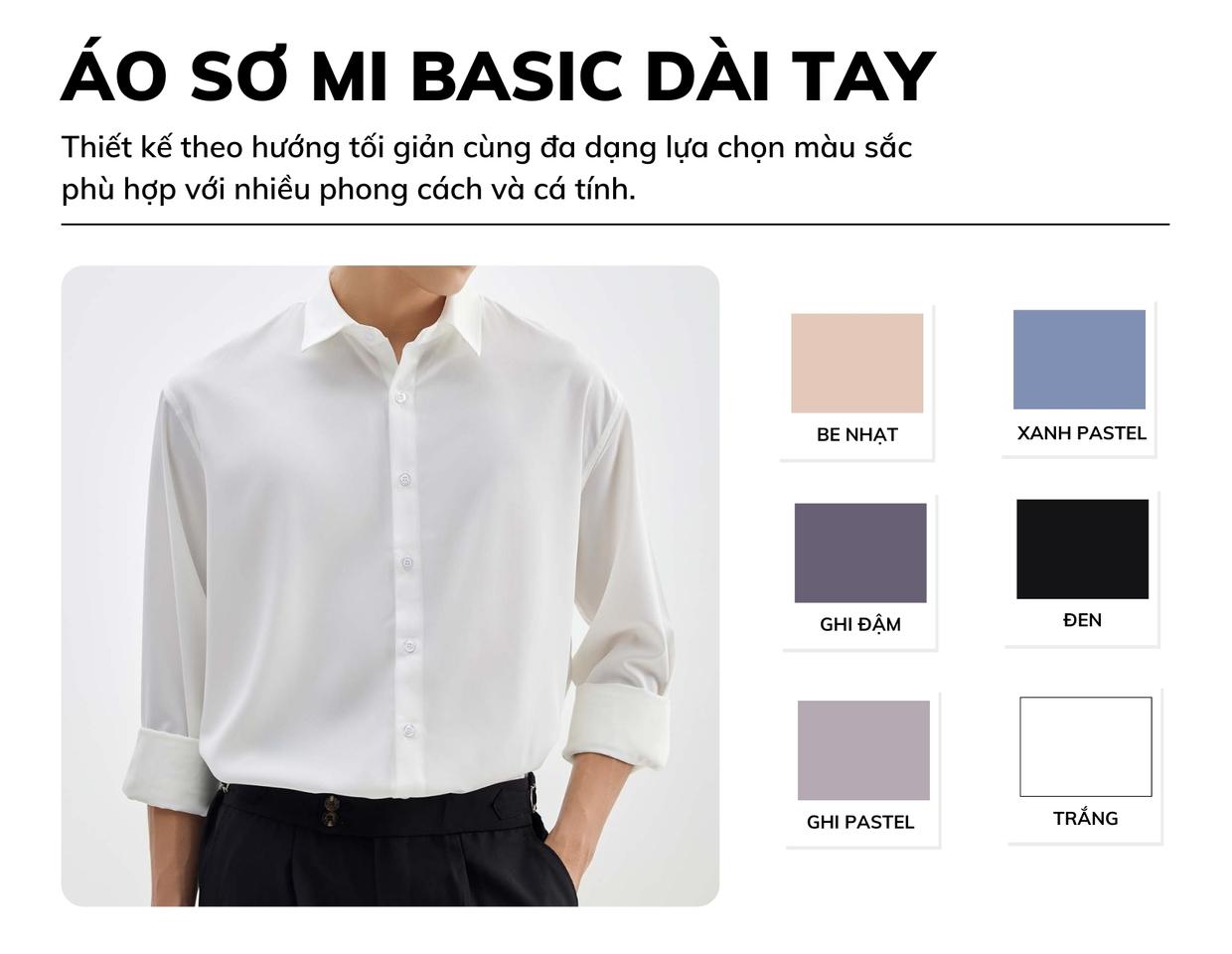 Mô tả Áo sơ mi nam tay dài JBAGY Pastel sơ mi trắng form rộng, vải lụa tăm cao cấp phong cách Hàn Quốc - 5