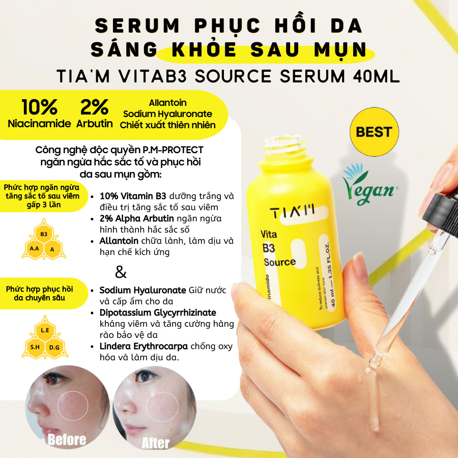 Mô tả Tinh Chất Serum Niacinamide 10% TIA'M Dưỡng Trắng, Mờ Thâm, Dưỡng Da Căng Bóng 40ml Daily Beauty - 4