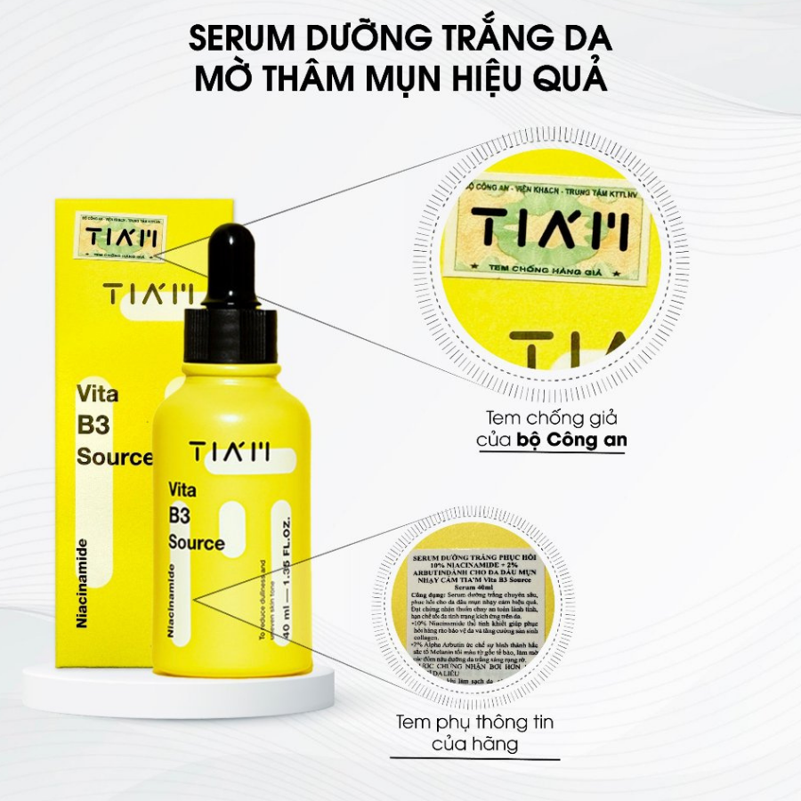 Mô tả Tinh Chất Serum Niacinamide 10% TIA'M Dưỡng Trắng, Mờ Thâm, Dưỡng Da Căng Bóng 40ml Daily Beauty - 5