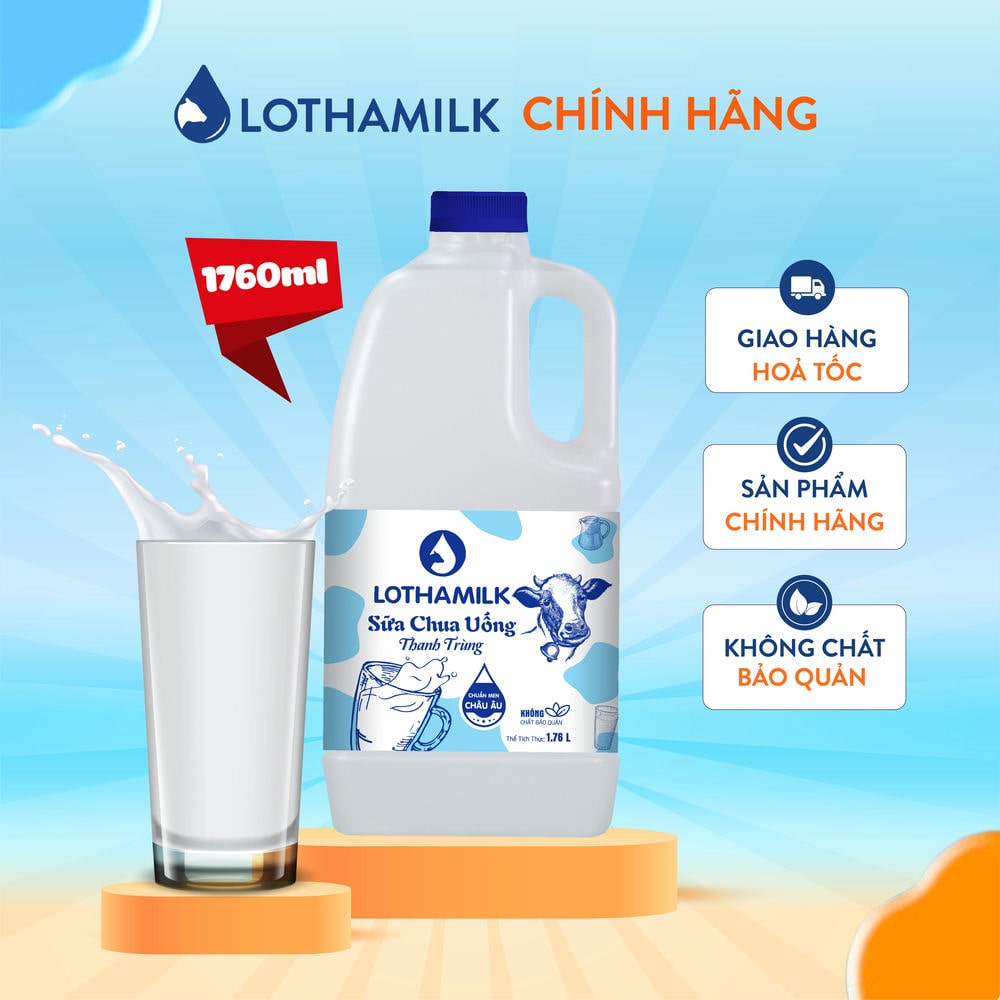 Mô tả Combo 4 chai Sữa chua uống thanh trùng có đường 1760ml - 1