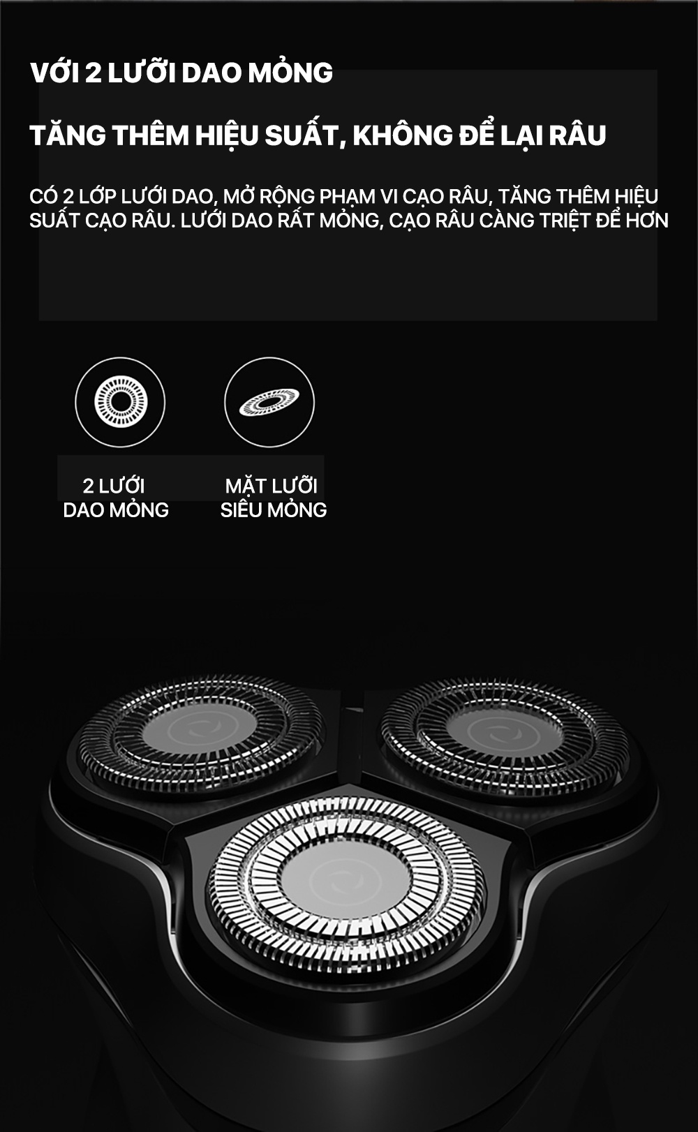 Mô tả Máy cạo râu Enchen Blackstone, Blackstone 3 có tông đơ phụ, đầu dao 3D chống nước - BH 6 tháng - 3