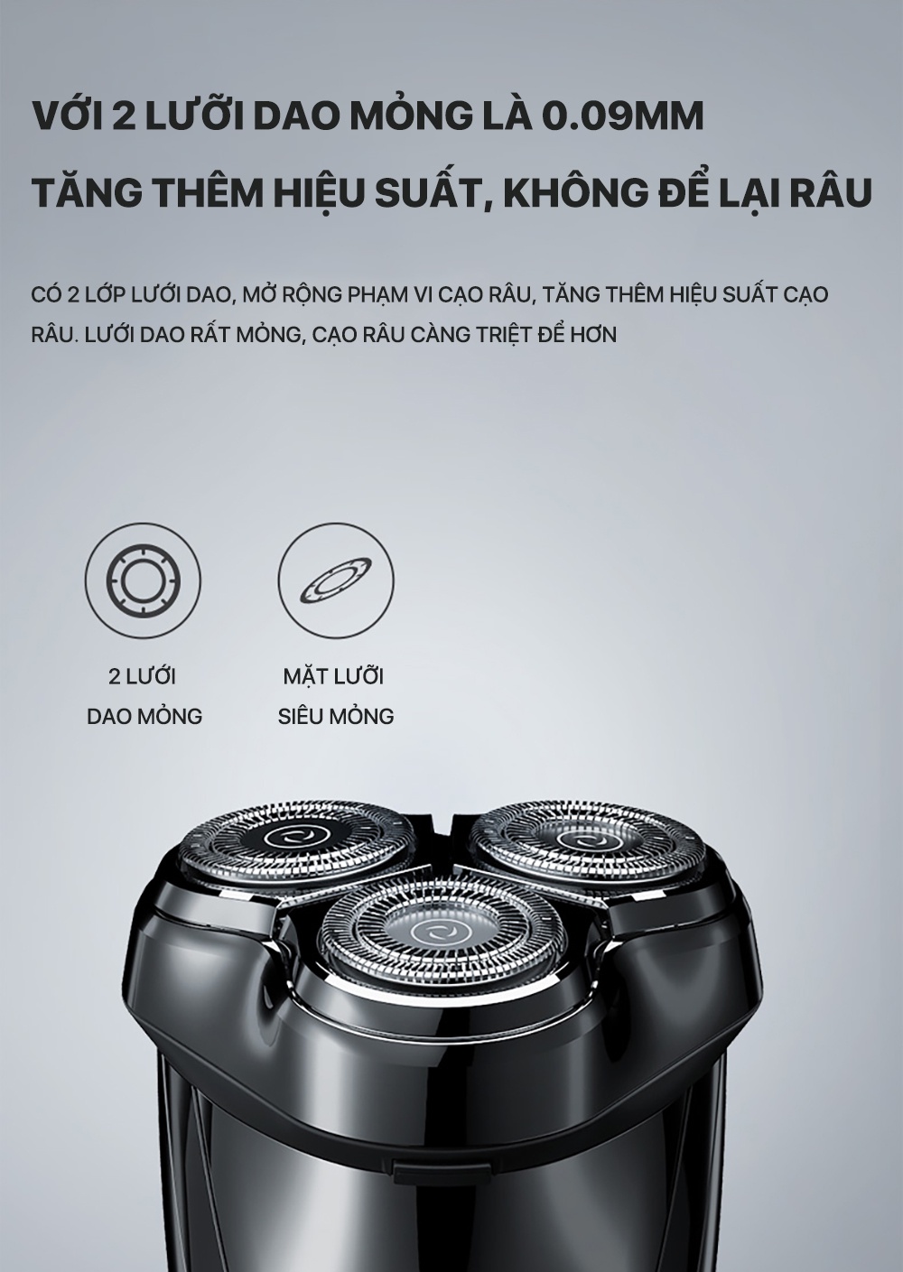 Mô tả Máy cạo râu Enchen Blackstone 3, máy cạo râu chống nước IPX7, pin sạc, lưỡi dao nổi 3D - BH 6 tháng - 5