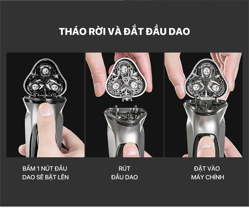 Mô tả Máy cạo râu Enchen Blackstone, Blackstone 3 có tông đơ phụ, đầu dao 3D chống nước - BH 6 tháng - 8