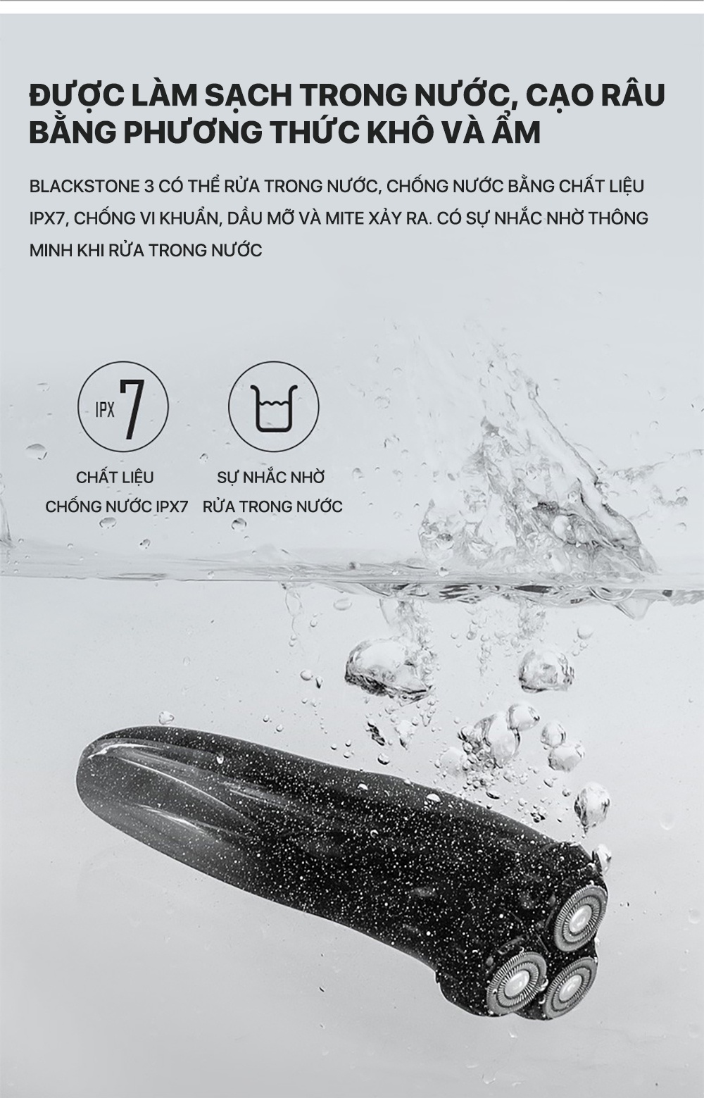 Mô tả Máy cạo râu Enchen Blackstone 3, máy cạo râu chống nước IPX7, pin sạc, lưỡi dao nổi 3D - BH 6 tháng - 9