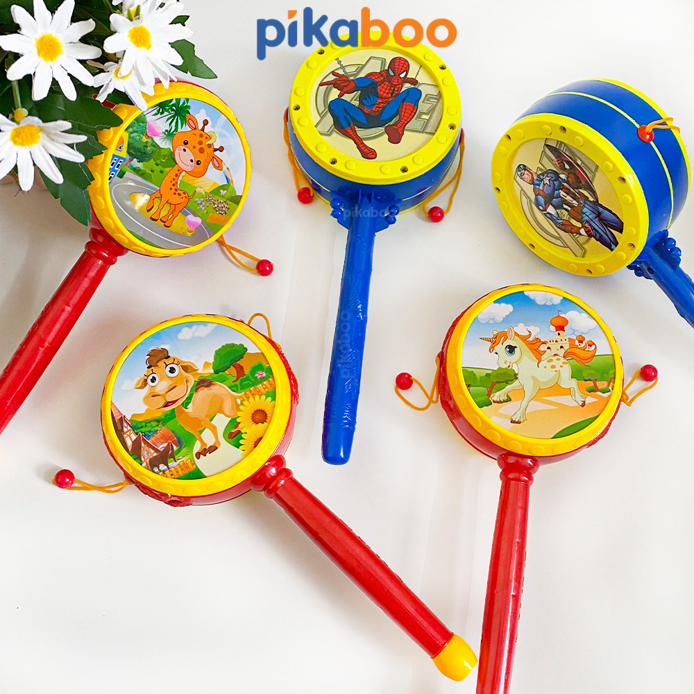 Mô tả Đồ chơi trống cho bé Pikaboo, trống lắc tay có tiếng trống giòn giã vui tai chất liệu an toàn cho bé - 3