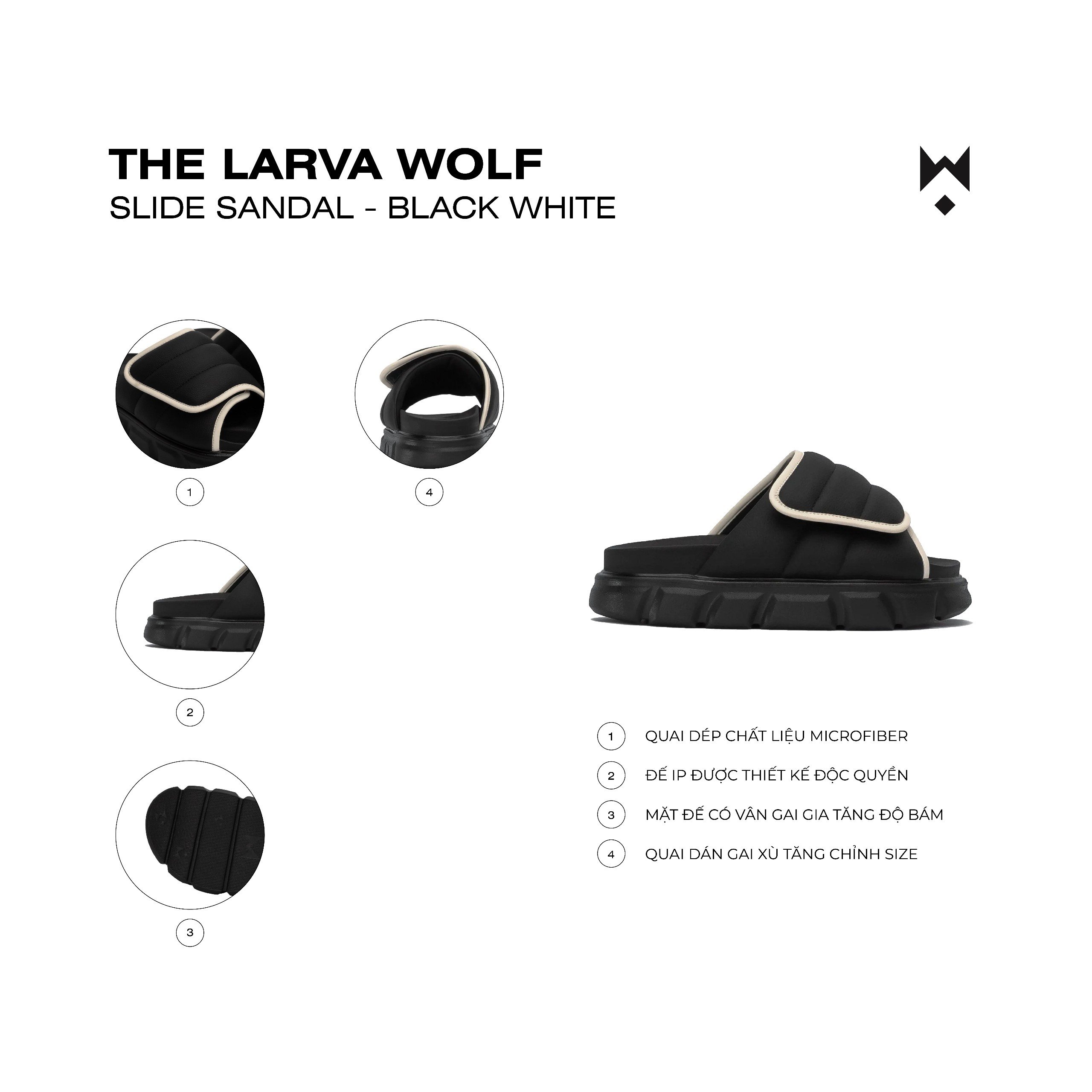 Mô tả Dép Nam Nữ Tăng Chiều Cao THE LARVA WOLF SLIDE SANDAL - BLACK & WHITE - 2