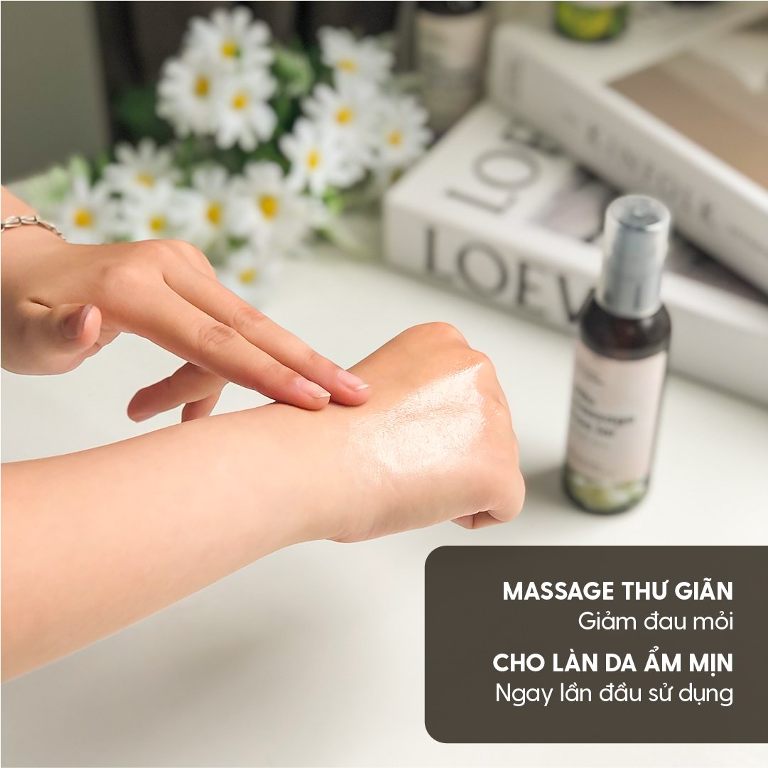 Mô tả Dầu Massage Body Thiên Nhiên 100mL Heny Garden, Dưỡng Da Từ Dầu Mát Xa Hạt Nho, Olive và Cám Gạo - 2