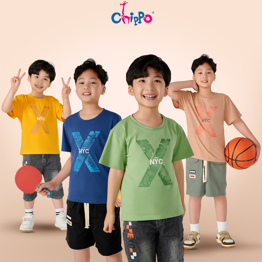 Mô tả Áo phông cộc tay cho bé trai CHIPPO chất liệu cotton thoáng mát cho bé 3 tuổi đên 10 tuổi (13-34Kg) - 1
