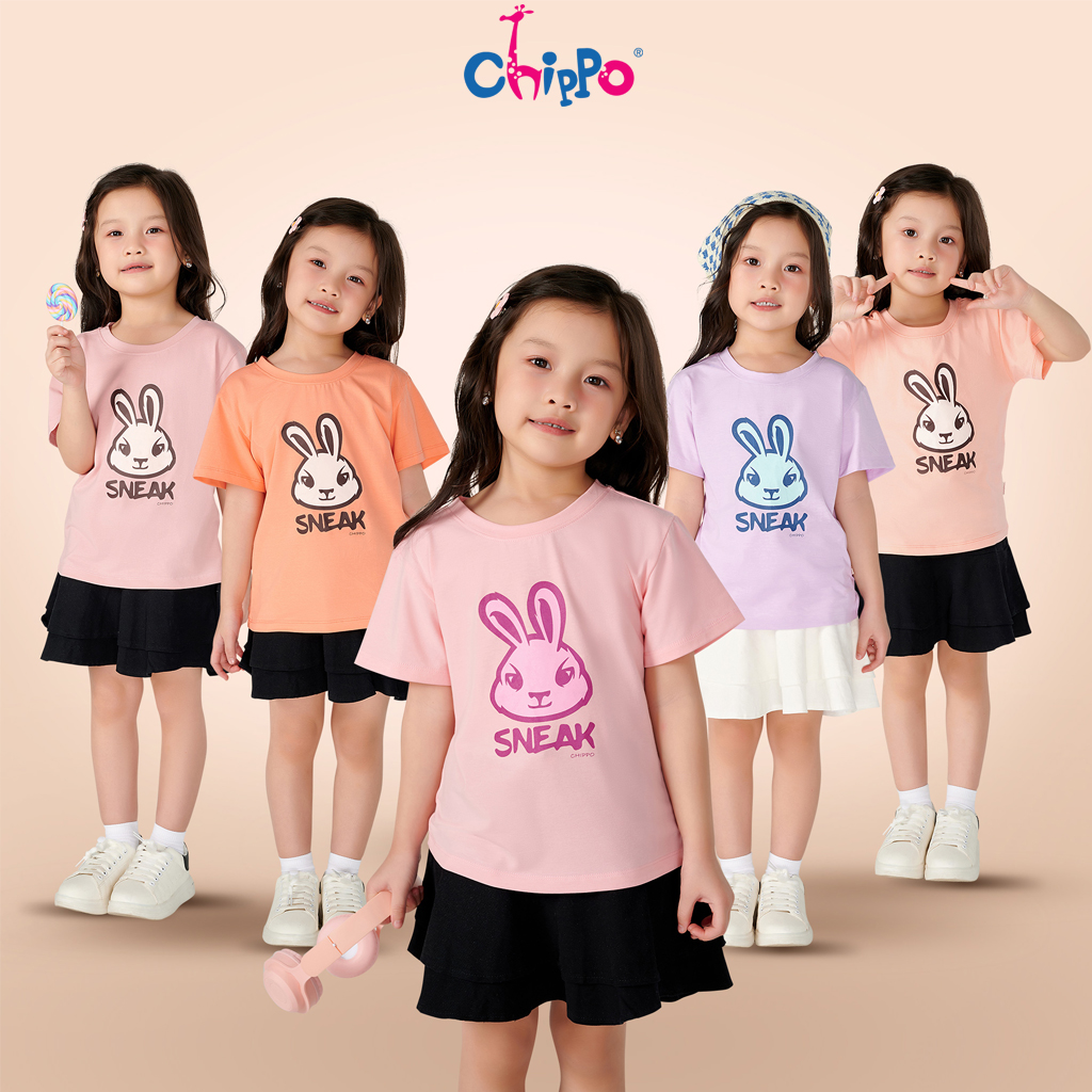 Mô tả Áo phông cộc tay cho bé gái CHIPPO chất liệu cotton thoáng mát cho bé 3 tuổi đên 10 tuổi (13-34Kg) - 1