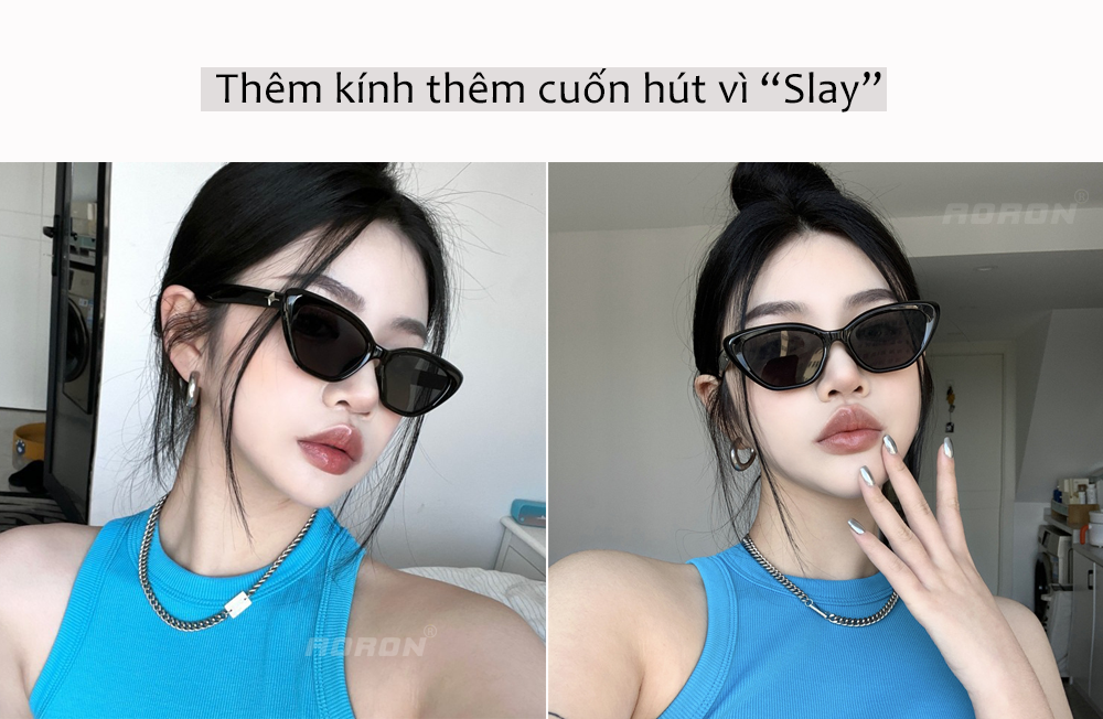 Mô tả Kính Mát Mắt Mèo Phân Cực Trendy AORON Chống Tia Cực Tím Bảo Vệ Mắt Gọng Thời Trang Xu Hướng Nam Nữ - 4