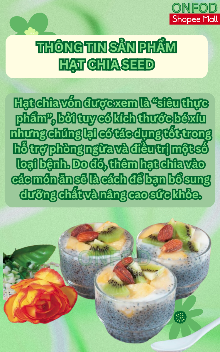 Mô tả Hạt chia Úc hữu cơ nhập khẩu ONFOD organic ăn kiêng giảm cân healthy thực dưỡng eat clean gói 500g - 1