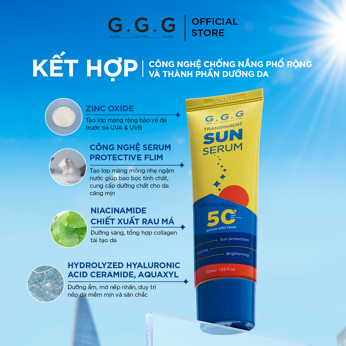 Mô tả Kem Chống Nắng Phổ Rộng Dạng Serum SPF50+/PA++++ - G.G.G Transparent Sun Serum 50ml - 5