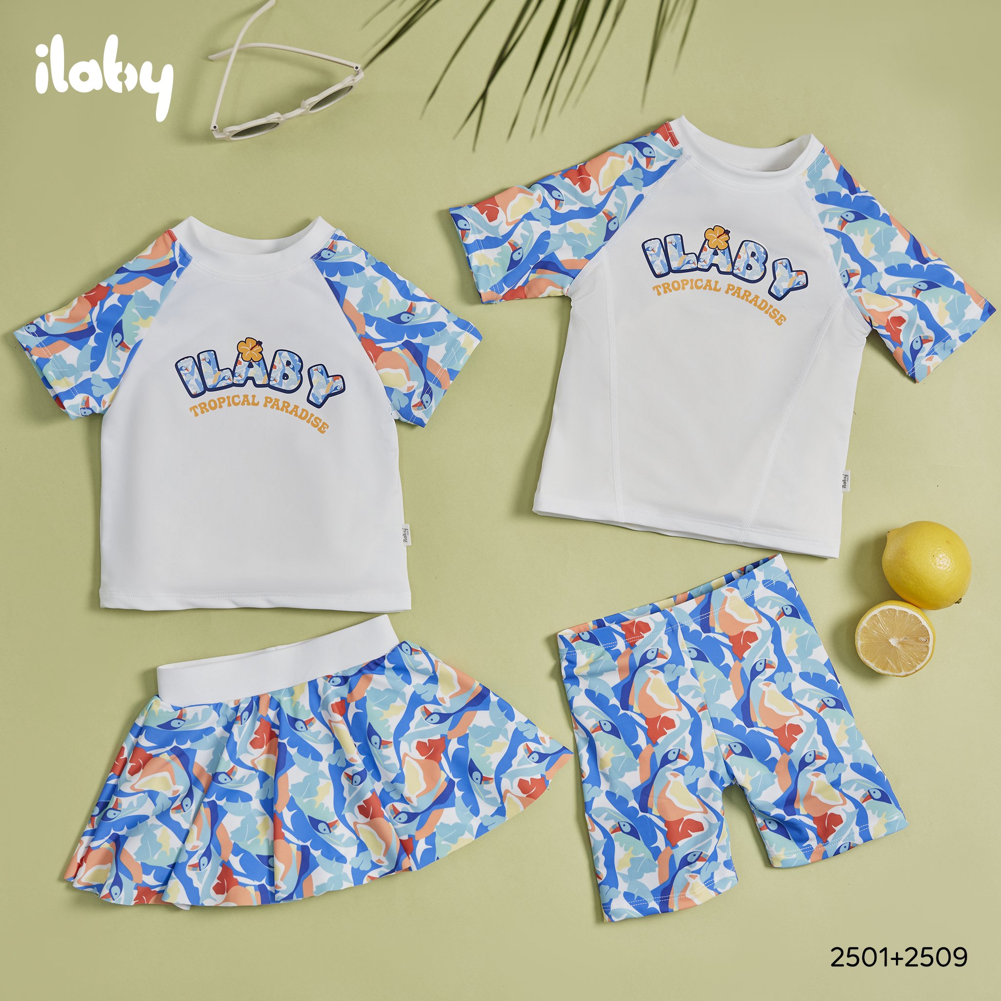 Mô tả Bộ đồ bơi cho bé ILABY áo tay ngắn kết hợp chân váy chất liệu thun lạnh [2501] - 3