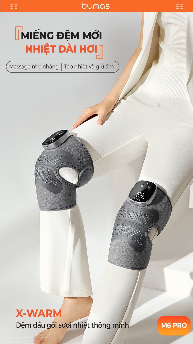 Mô tả Máy Massage Đầu Gối BUMAS M6 Pro - Nâng Cấp Giữ Ấm - Massage Mạnh Mẽ Hơn - Thời Gian Sử Dụng Lâu Hơn - 1