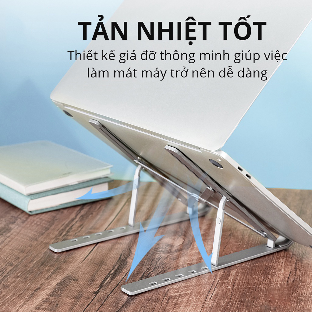 Mô tả Giá đỡ LAPTOP, MACBOOK, IPAD BOROFONE N4 bằng nhôm có thể điều chỉnh được độ cao, đế tản nhiệt kê laptop - 8