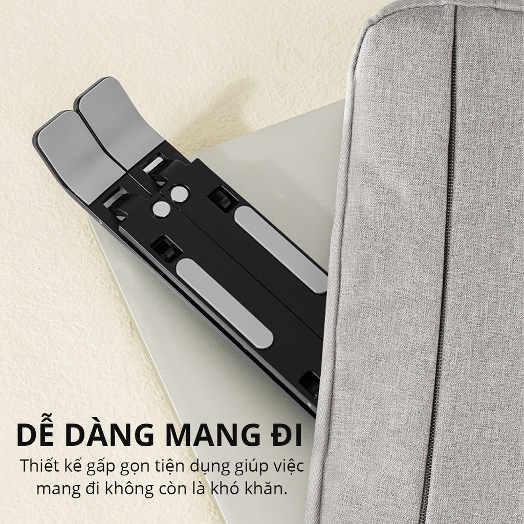 Mô tả Giá đỡ LAPTOP, MACBOOK, IPAD BOROFONE N4 bằng nhôm có thể điều chỉnh được độ cao, đế tản nhiệt kê laptop - 4