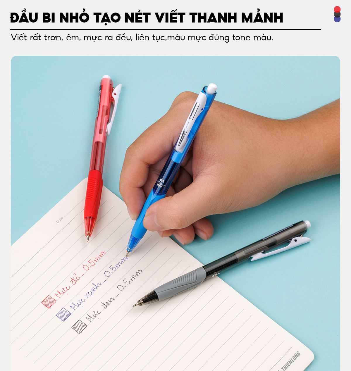 Mô tả Combo 5/10/20 Bút bi Thiên Long TL-095 Butter Ink - Viết bi ngòi 0.5mm kiểu dáng hiện đại cầm tay thoải mái nét đều trơn - 5