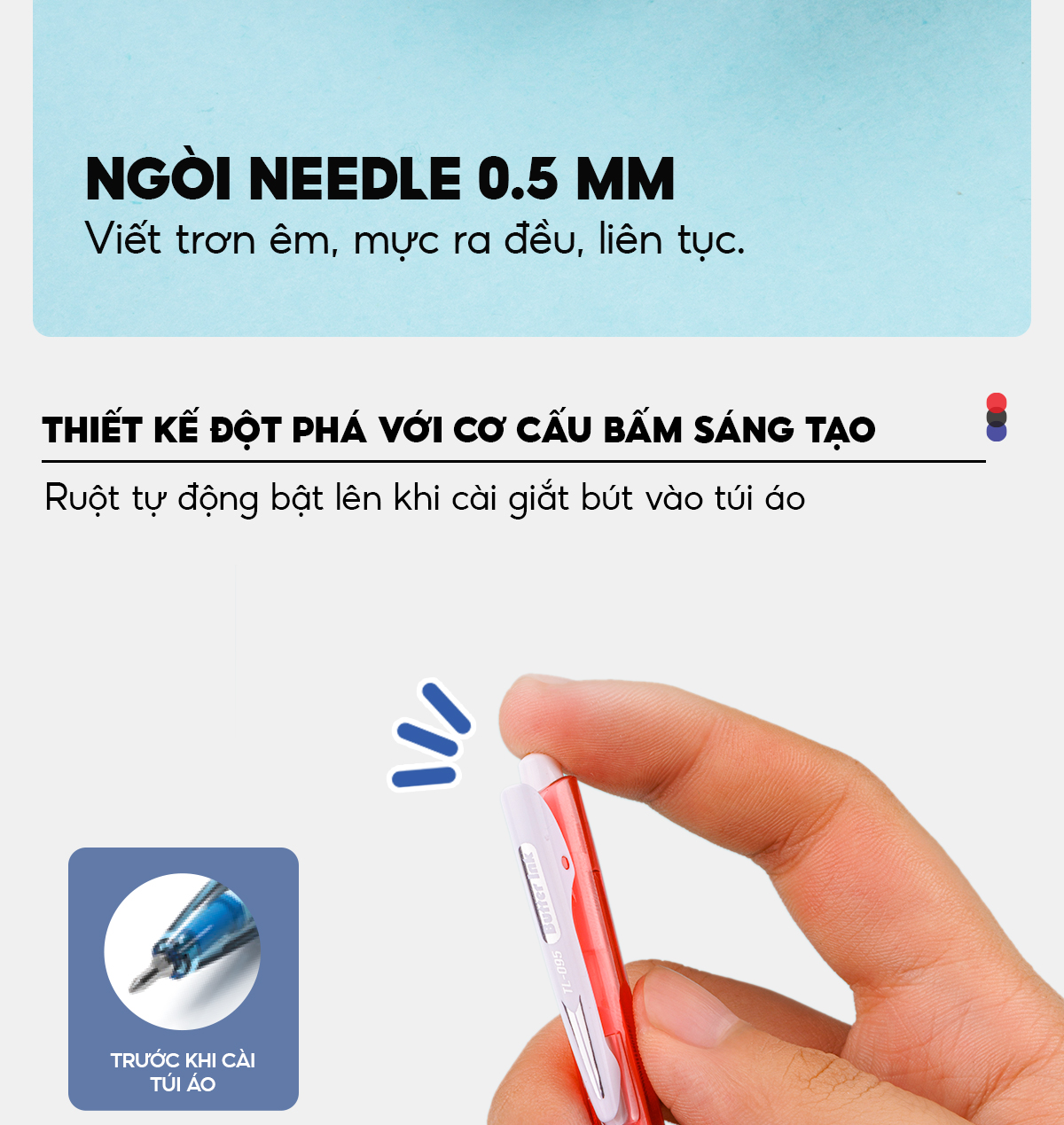 Mô tả Combo 5/10/20 Bút bi Thiên Long TL-095 Butter Ink - Viết bi ngòi 0.5mm kiểu dáng hiện đại cầm tay thoải mái nét đều trơn - 7