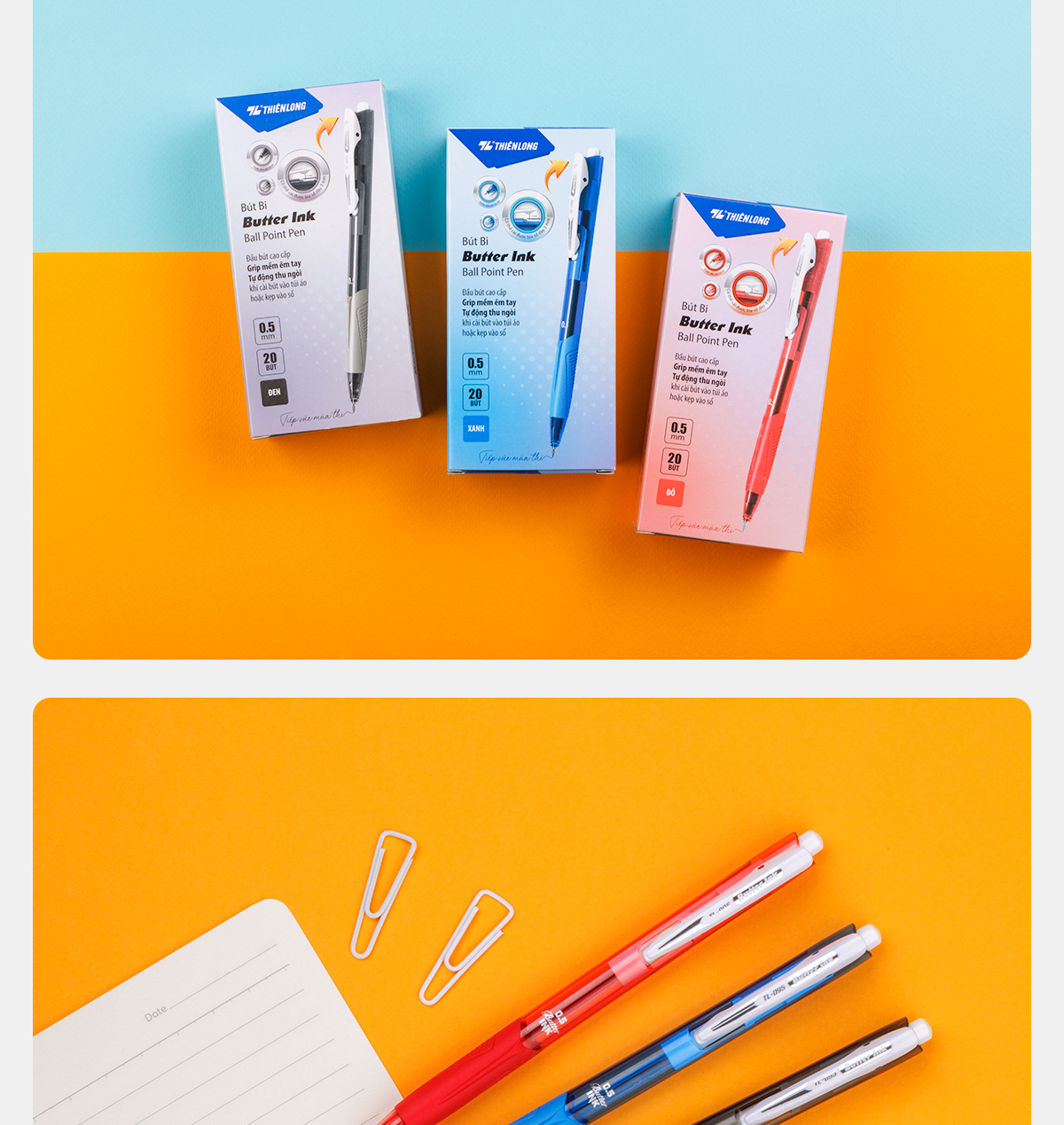 Mô tả Combo 5/10/20 Bút bi Thiên Long TL-095 Butter Ink - Viết bi ngòi 0.5mm kiểu dáng hiện đại cầm tay thoải mái nét đều trơn - 9